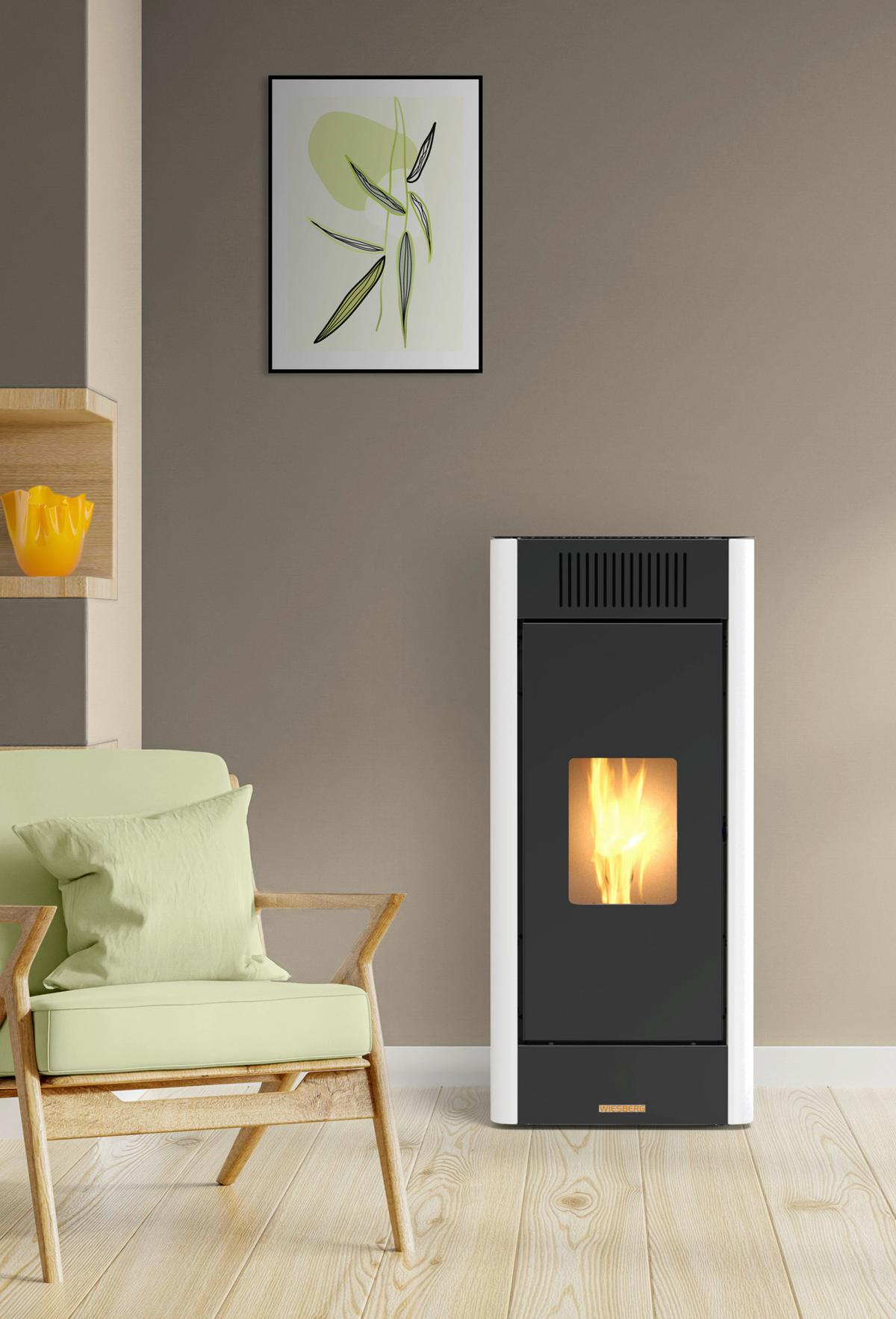 Pelletofen Ilia Schwarz Metall 10 Kw Mit Wi-Fi - Schwarz, Basics, Metall (56/110/49cm)