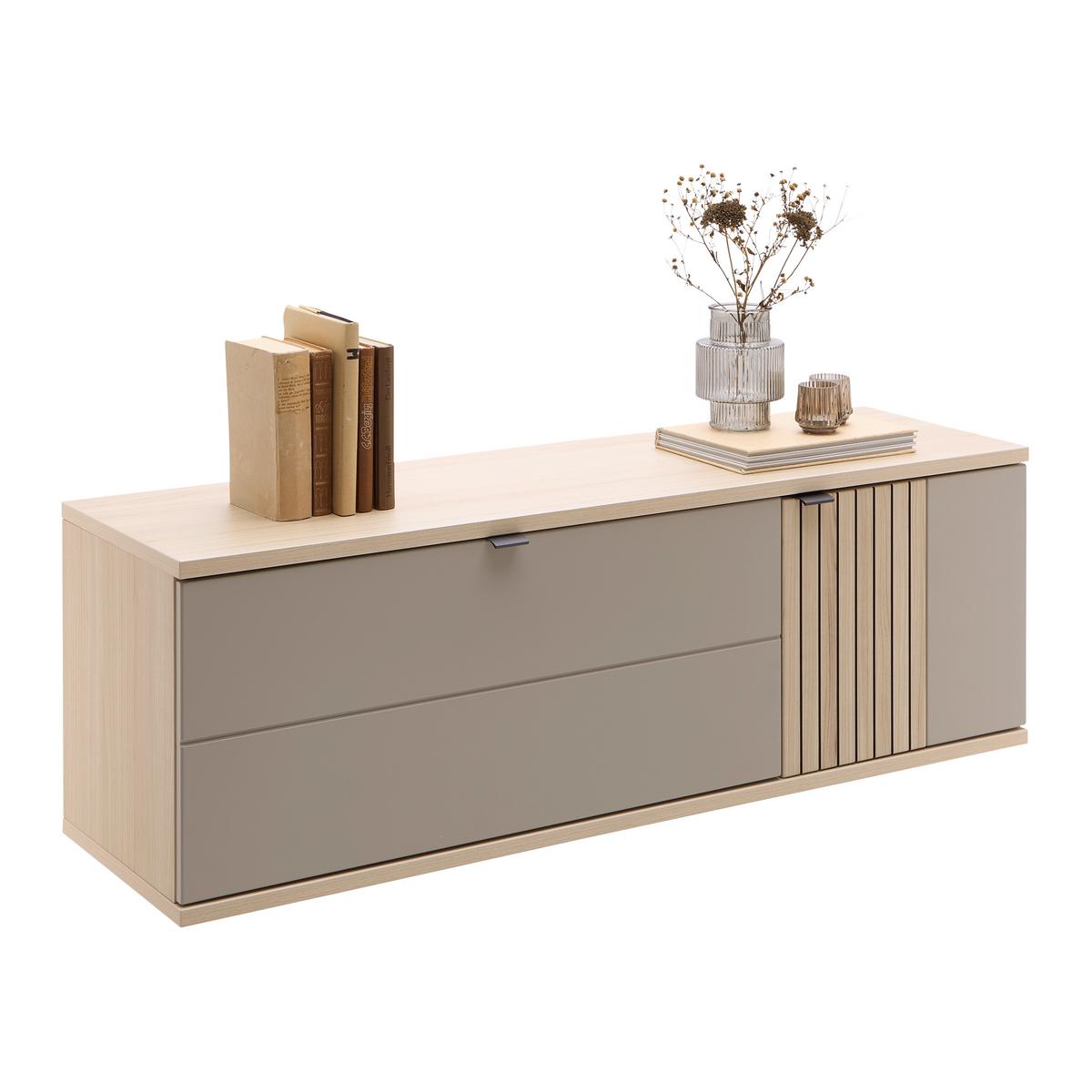 Závěsná skřiňka PISA Taupe/dekor dub - barvy dubu/černá, Moderní, kov/kompozitní dřevo (133/43/38cm) - Mömax