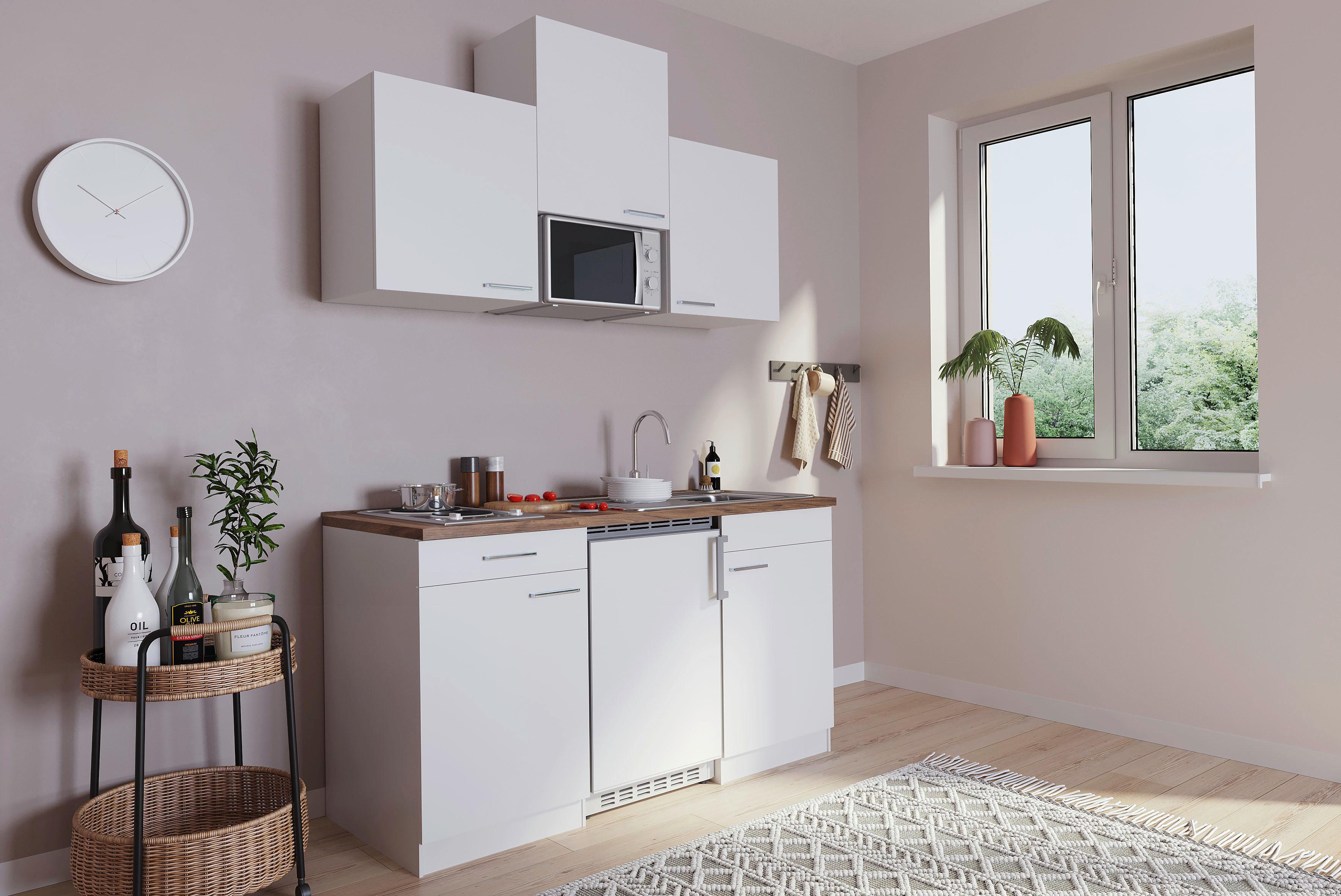 Miniküche in Weiß mit Mikrowelle online kaufen