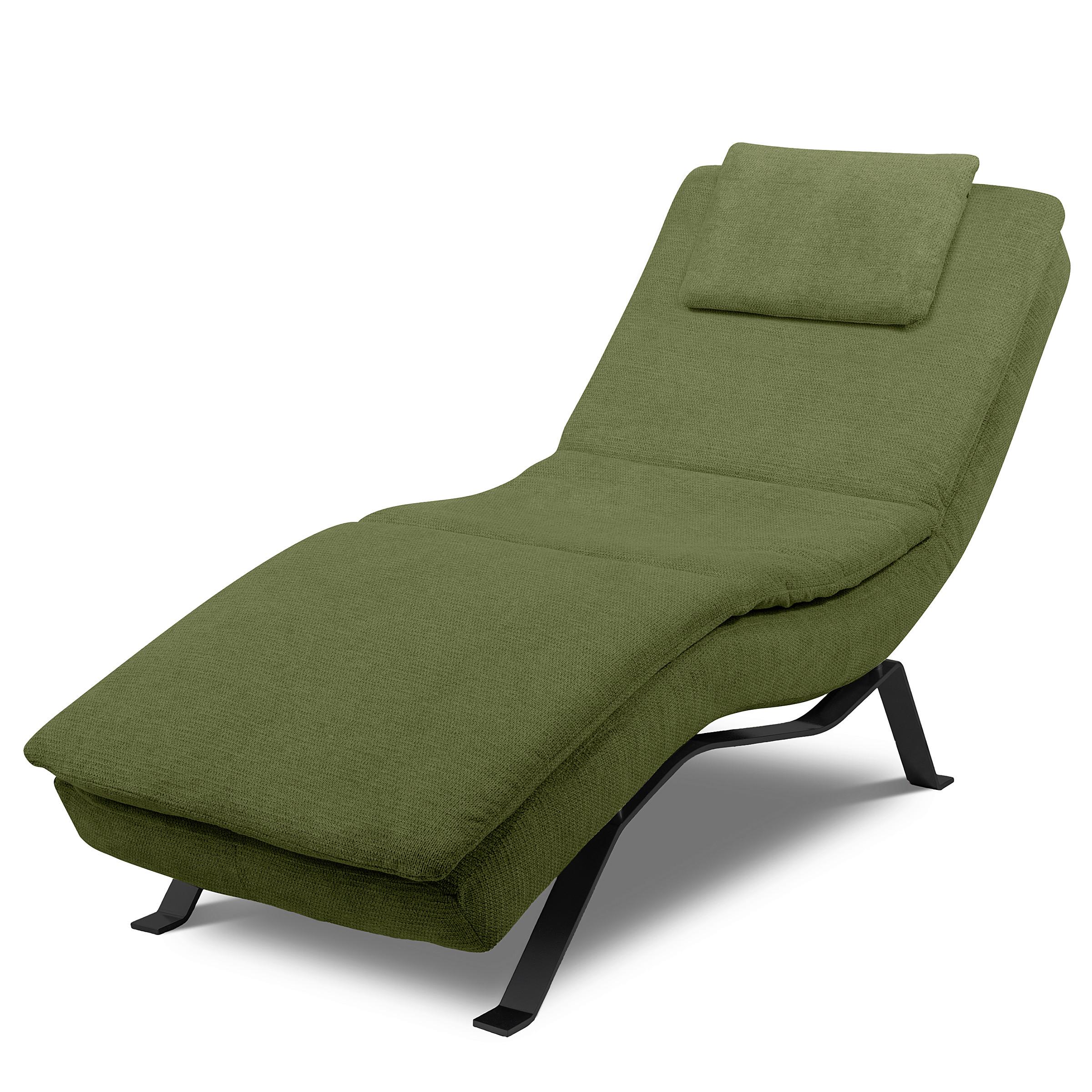 RELAXLIEGE Grün, B: 65 cm - Schwarz/Grün, Design, Leder (65/95/171cm) - Celina Home