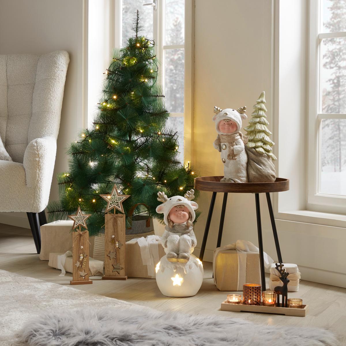 Dekostern Dino, H: Ca. 33 Cm - Naturfarben/Weiß, KONVENTIONELL, Holzwerkstoff (9/33cm) - Luca Bessoni