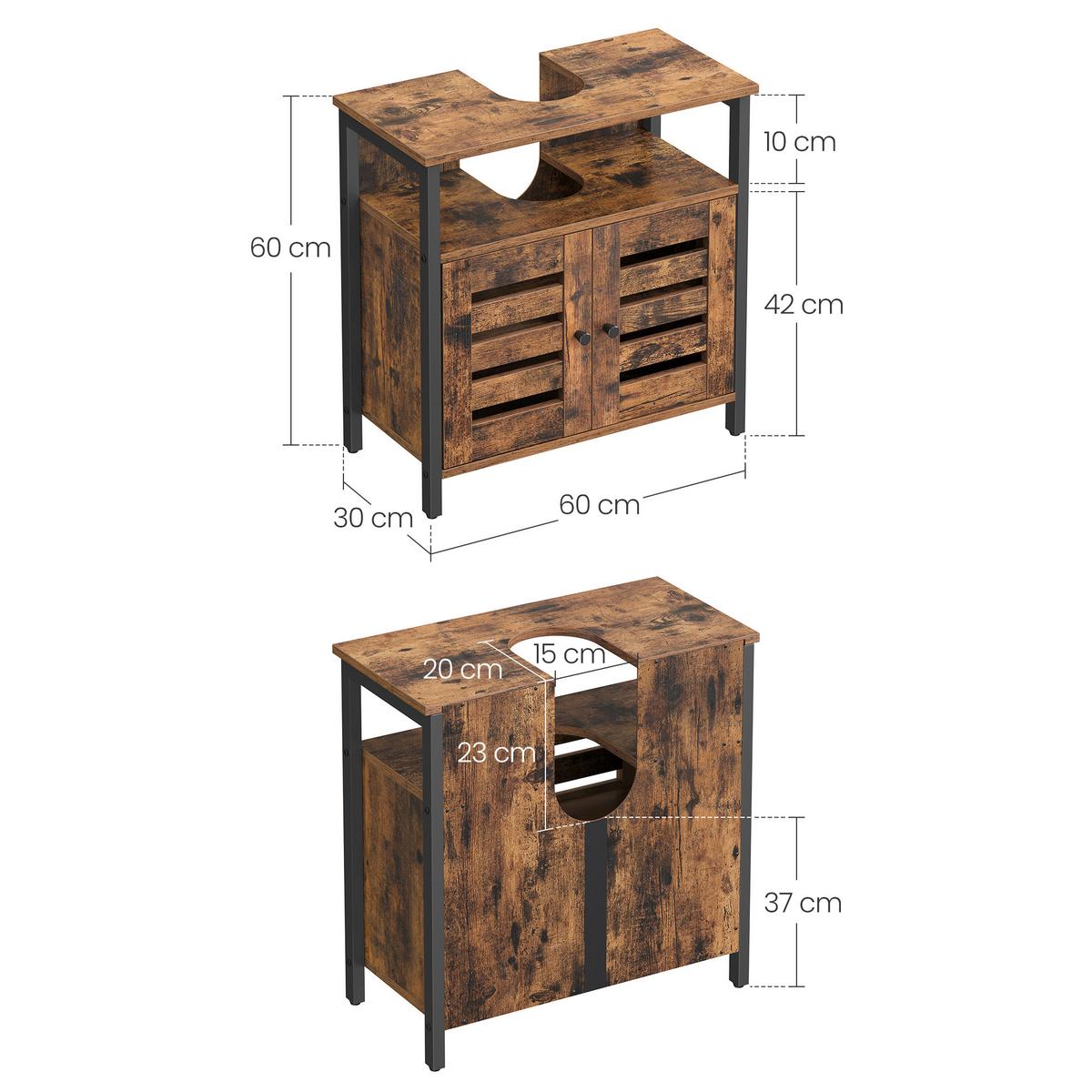 Waschbeckenunterschrank Bbc901b01 - Schwarz/Braun, Trend, Holzwerkstoff/Metall (60/60/30cm) - MID.YOU