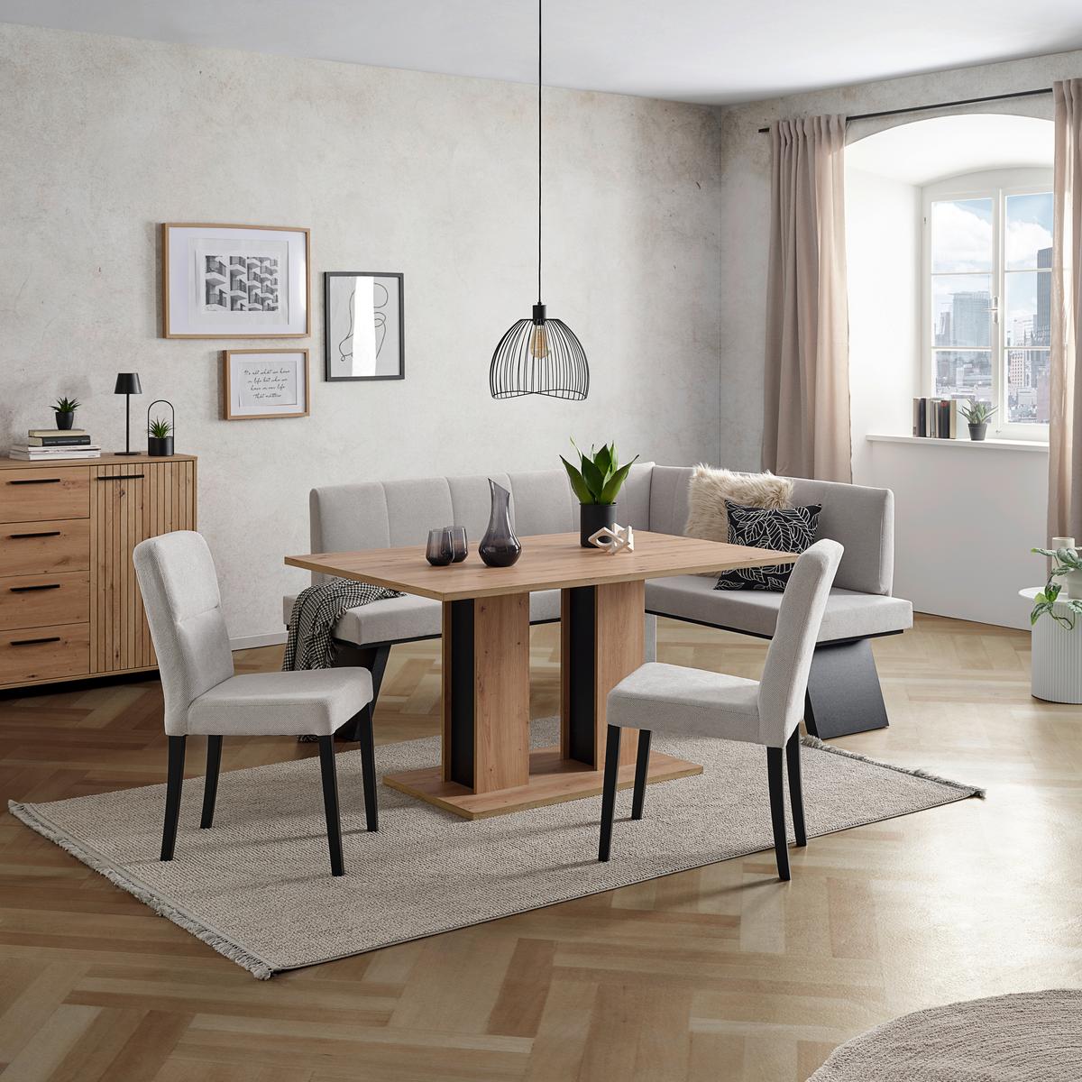 Eckbank Grau Emma Ii 185x150 Cm - Schwarz/Grau, KONVENTIONELL, Holzwerkstoff/Textil (185/150cm)