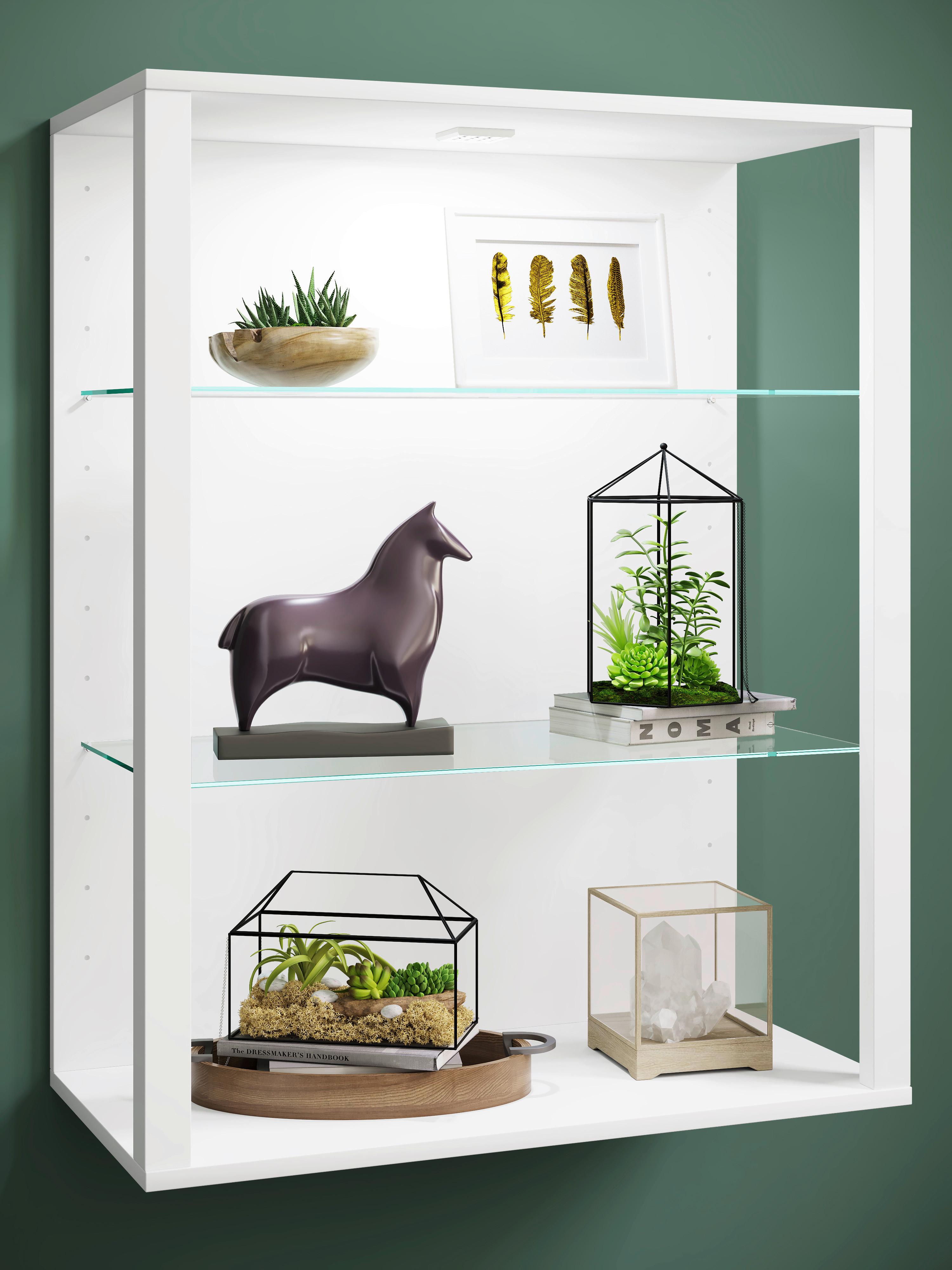 Hängevitrine Glasol Weiß B: 70 cm - Weiß, Design, Glas/Holzwerkstoff (70/90/35cm) - MID.YOU