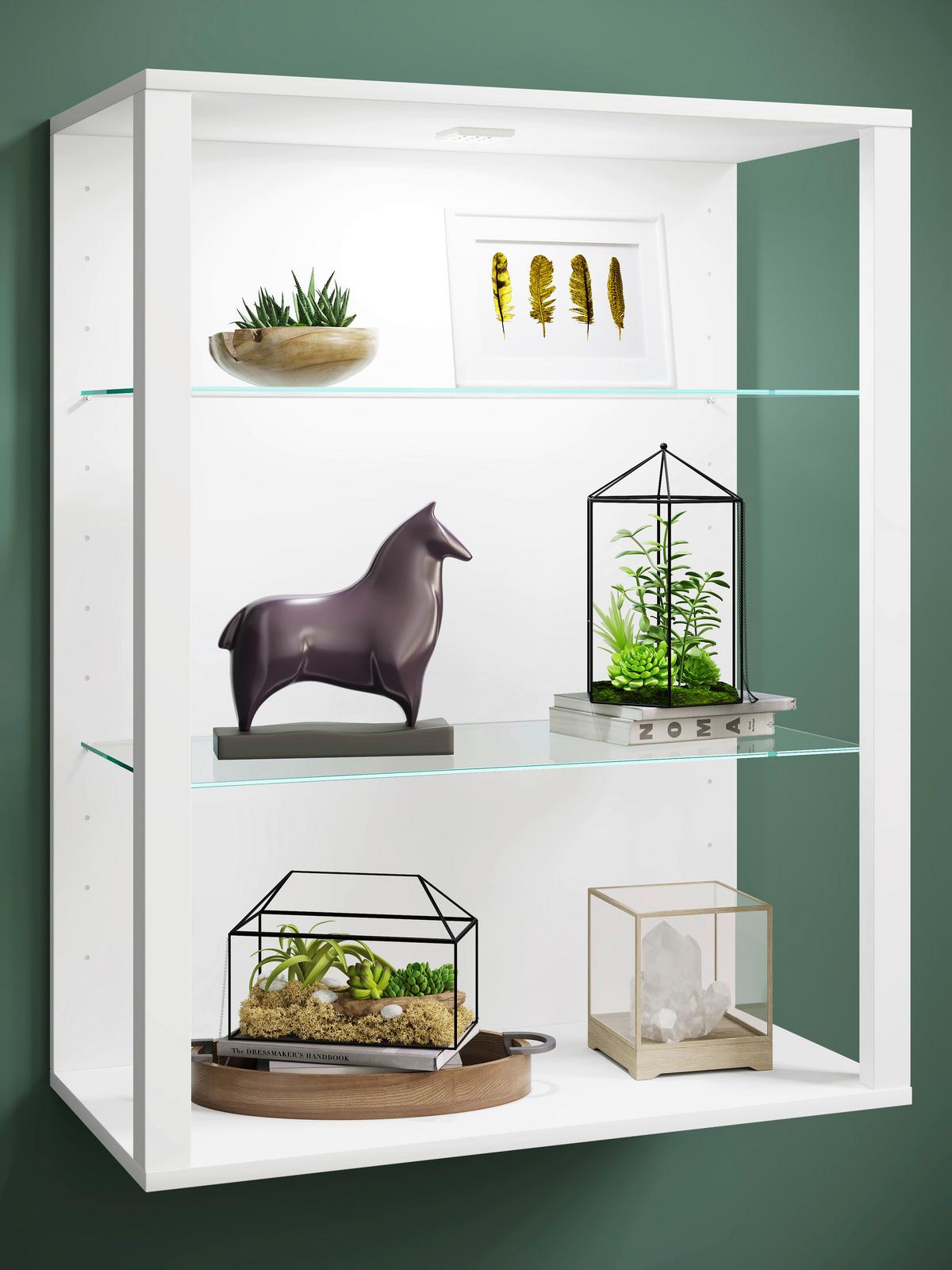 Hängevitrine Glasol Weiß B: 70 cm - Weiß, Design, Glas/Holzwerkstoff (70/90/35cm) - MID.YOU