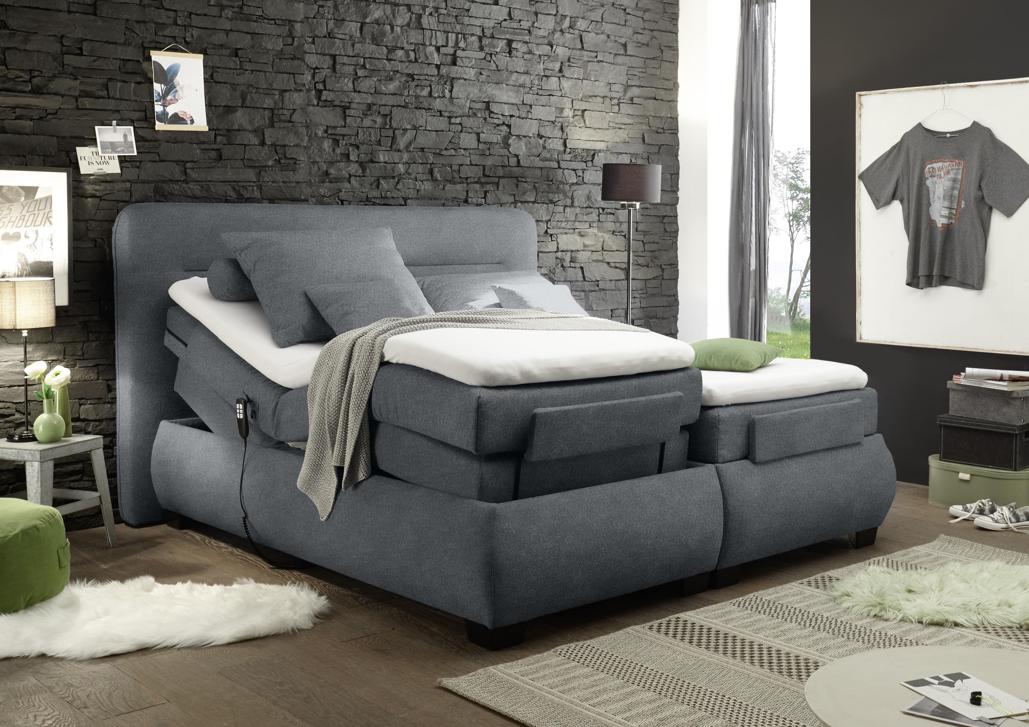 Polohovateľná posteľ boxspring Evolution 3 160x200cm antracit - čierna/antracitová, Konventionell, textil/plast (160/200cm) - MID.YOU