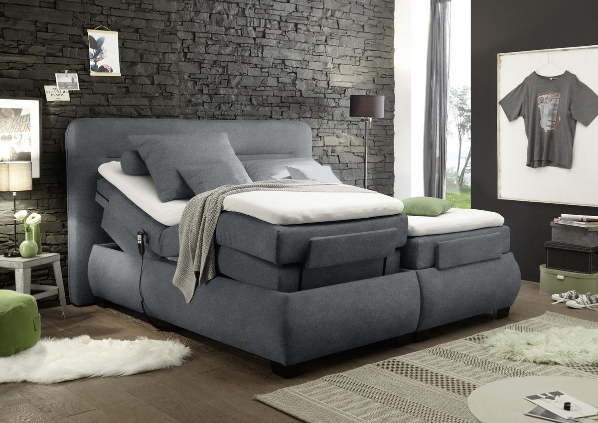 Polohovatelná postel boxspring Evolution 3 160x200cm antracit - černá/antracitová, Konvenční, textil/plast (160/200cm) - MID.YOU