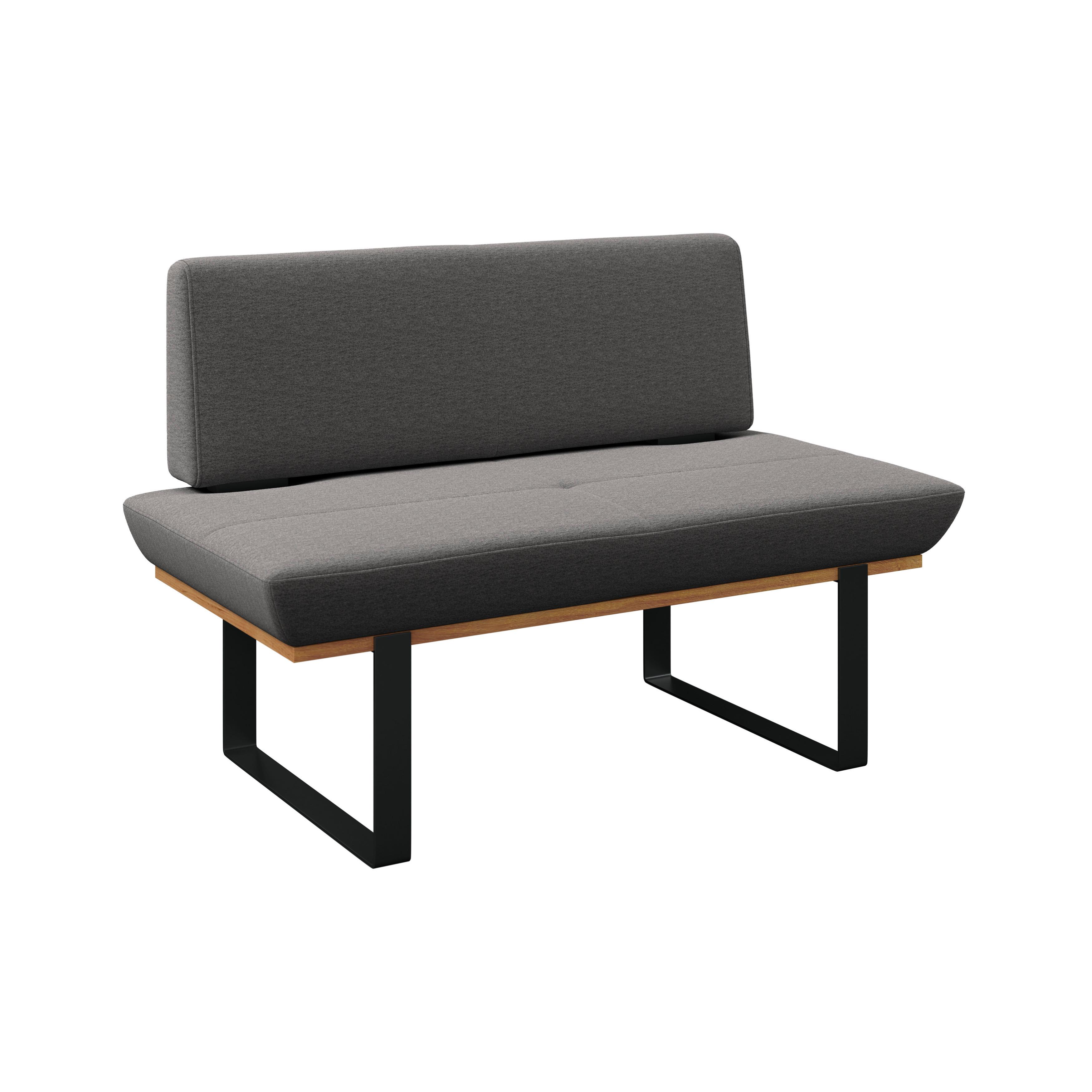 Sitzbank mit Lehne gepolstert Grau/Schwarz Tristan B: 130 cm
