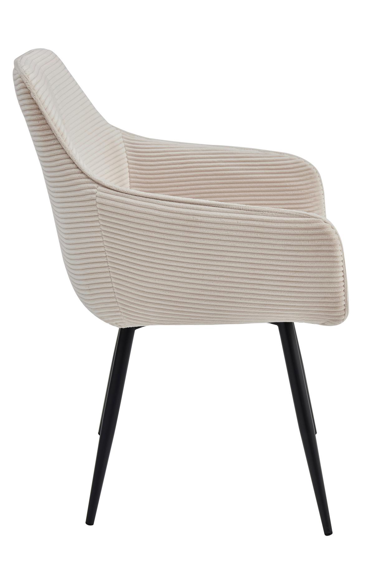 Armlehnstuhl-Set Verona II S 2er-Set - Beige/Schwarz, MODERN, Textil/Metall (55/85/61cm) - MID.YOU