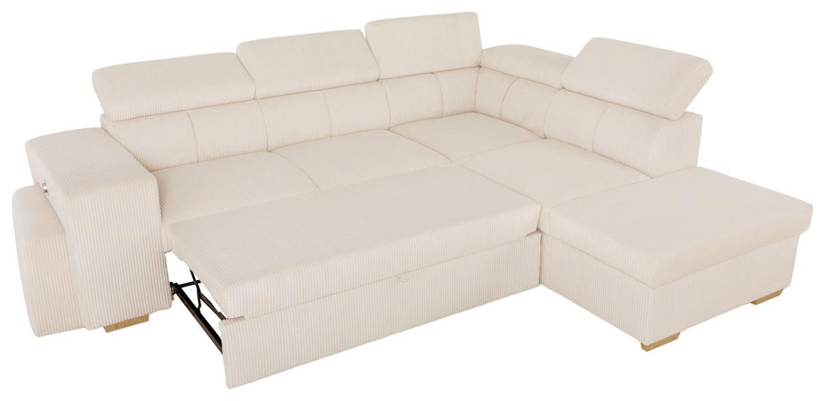 Ecksofa Sirius L creme, 267x218cm - Eichefarben/Creme, KONVENTIONELL, Holz/Holzwerkstoff (267/218cm)