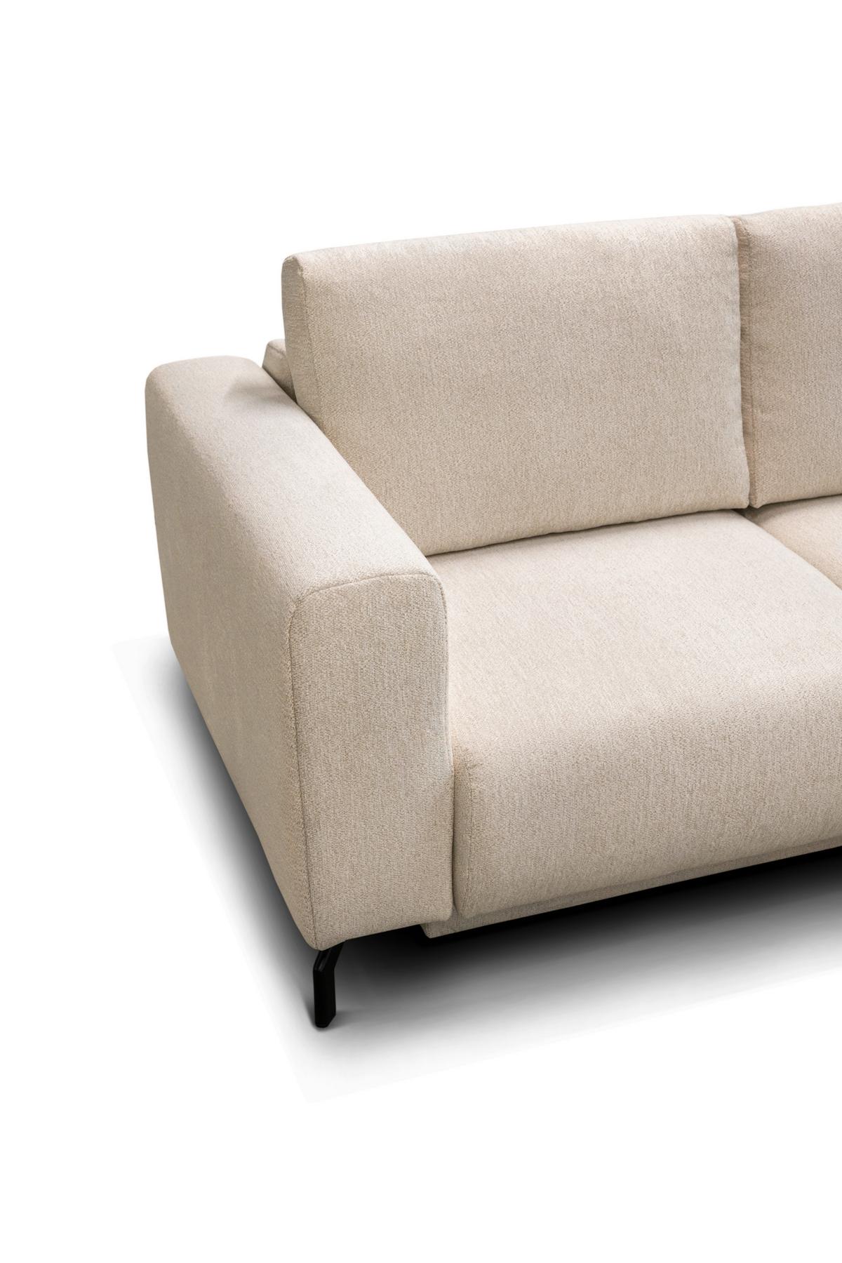 Rohová sedačka VENI, pravá, béžová ženilka - čierna/béžová, Modern, textil (272/210cm)