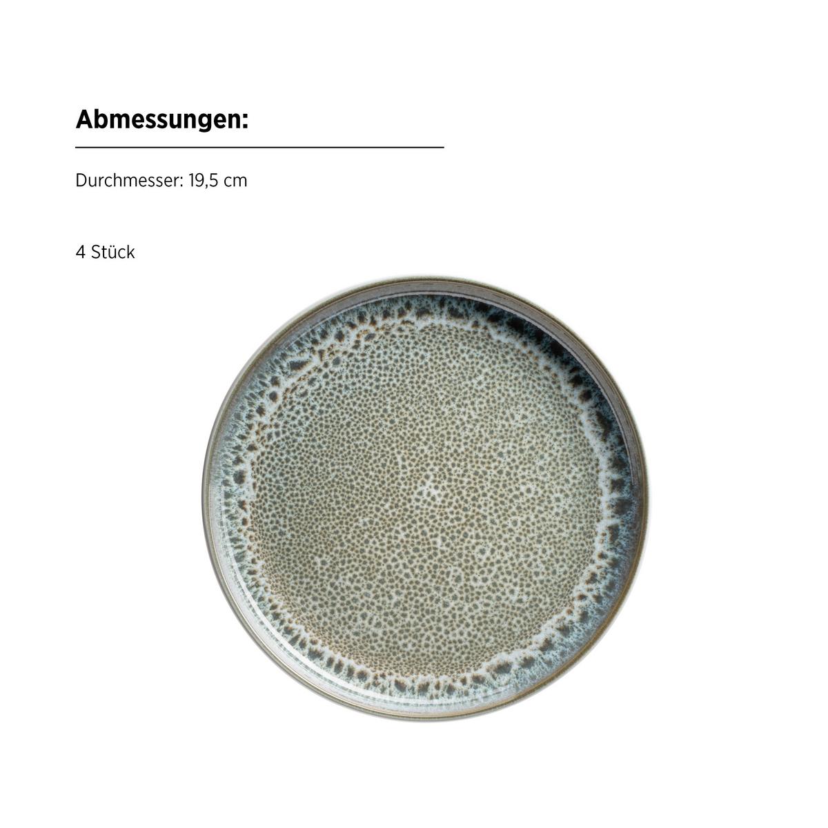 Kombiservice Malea 16-Teilig Steinzeug, Grün, 4 Personen - Grün, Basics, Keramik - Mäser