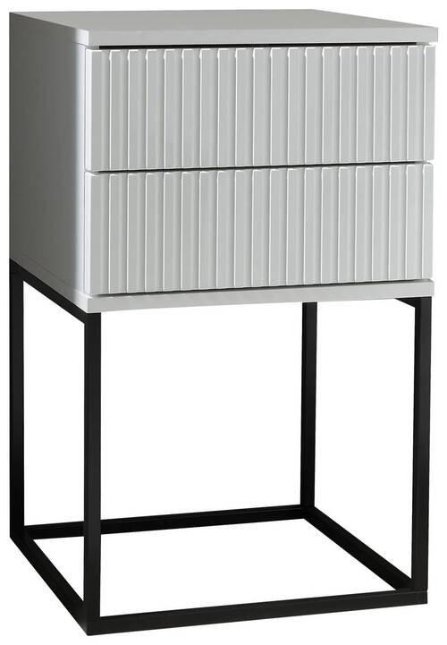 Noční stolek MARLE bílá - bílá/černá, Moderní, kov/kompozitní dřevo (40/65/38,5cm) - Livetastic