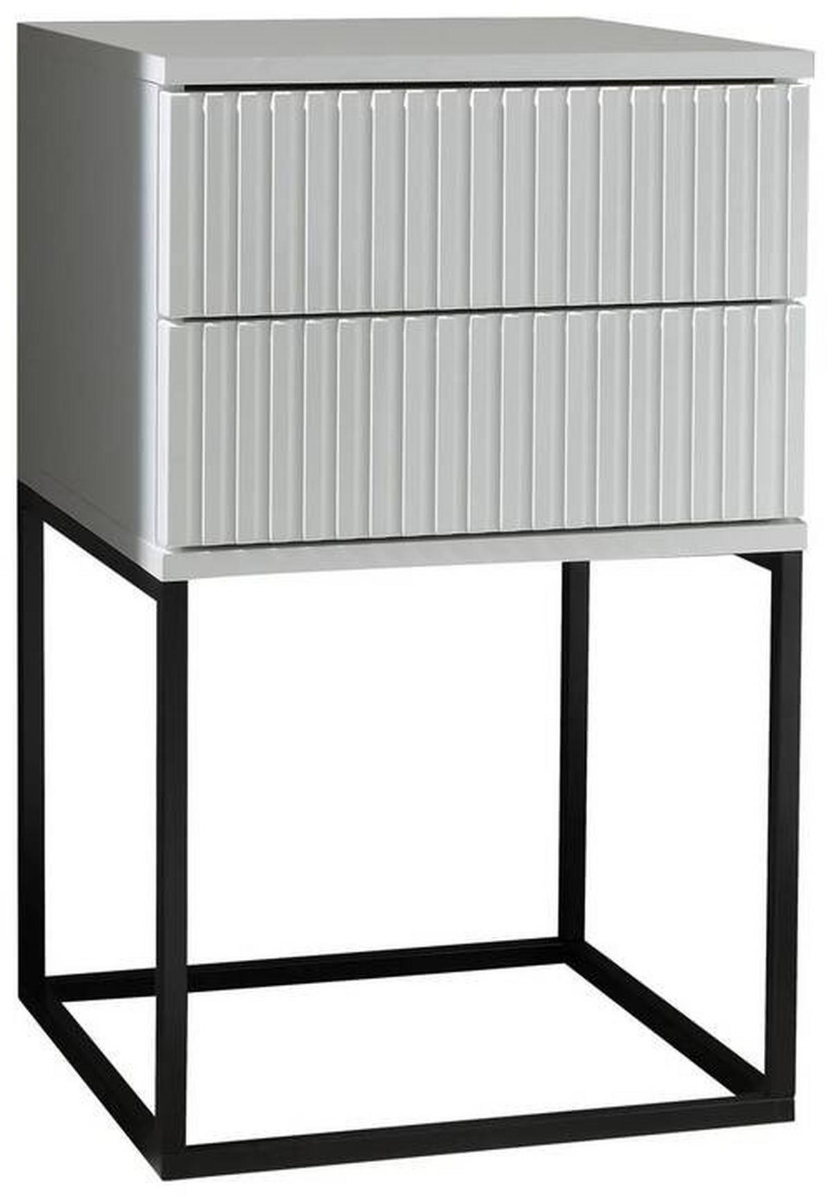 Noční stolek MARLE bílá - bílá/černá, Moderní, kov/kompozitní dřevo (40/65/38,5cm) - Livetastic
