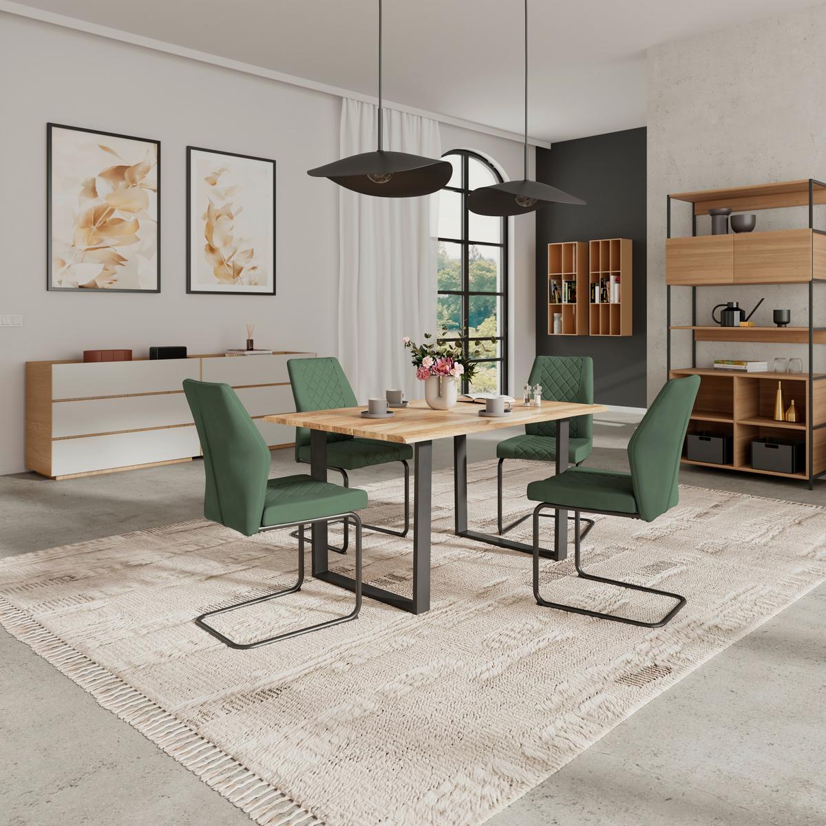 Stuhl Nina Velours Grün, B: 49 Cm - Grün, MODERN, Textil/Metall (44/98/60cm)