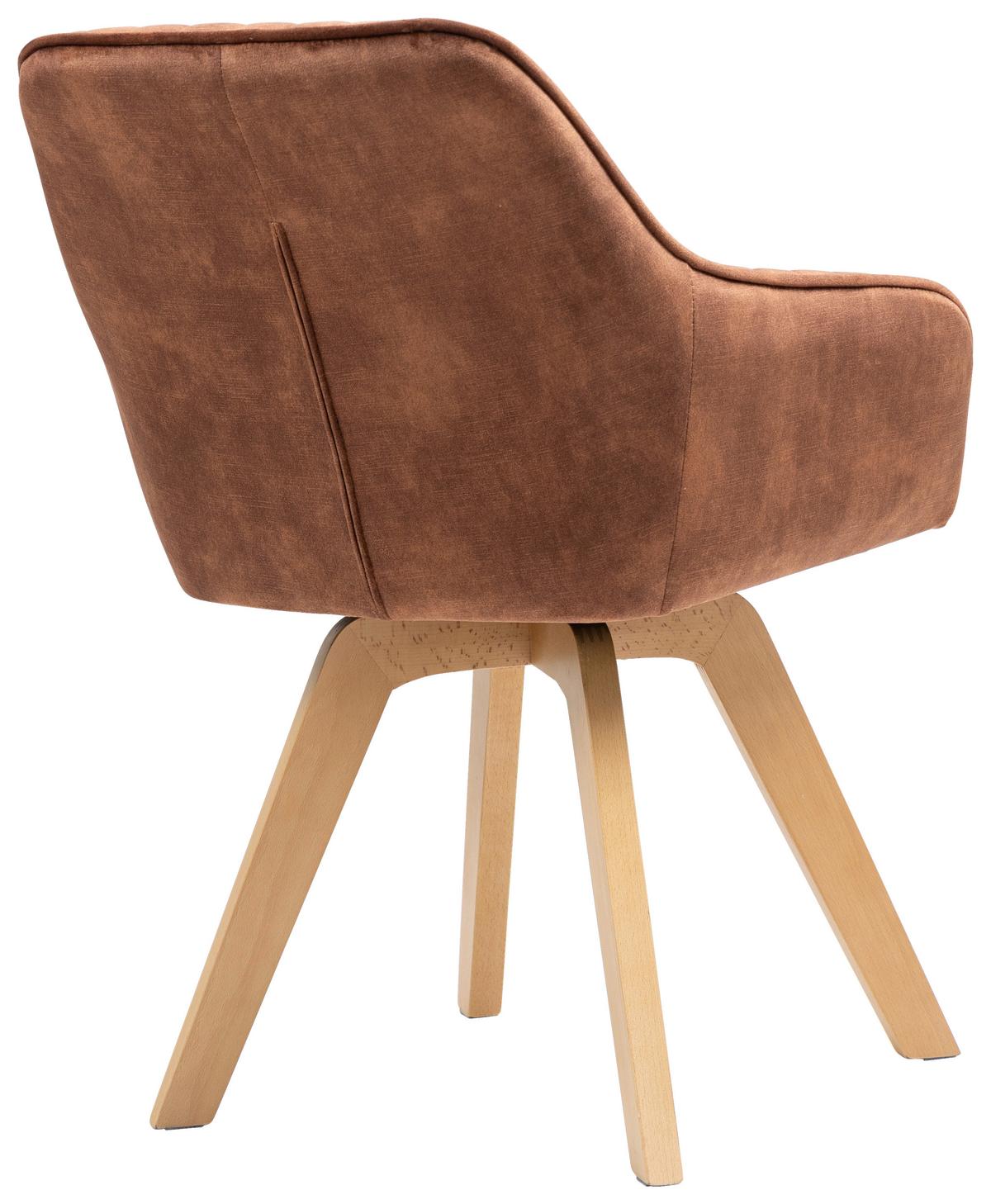 Armlehnstuhl Hanna drehbar Samt Braun,sitzfl. 180° Drehb. - Buchefarben/Braun, KONVENTIONELL, Holz/Textil (63/83/63cm) - MID.YOU