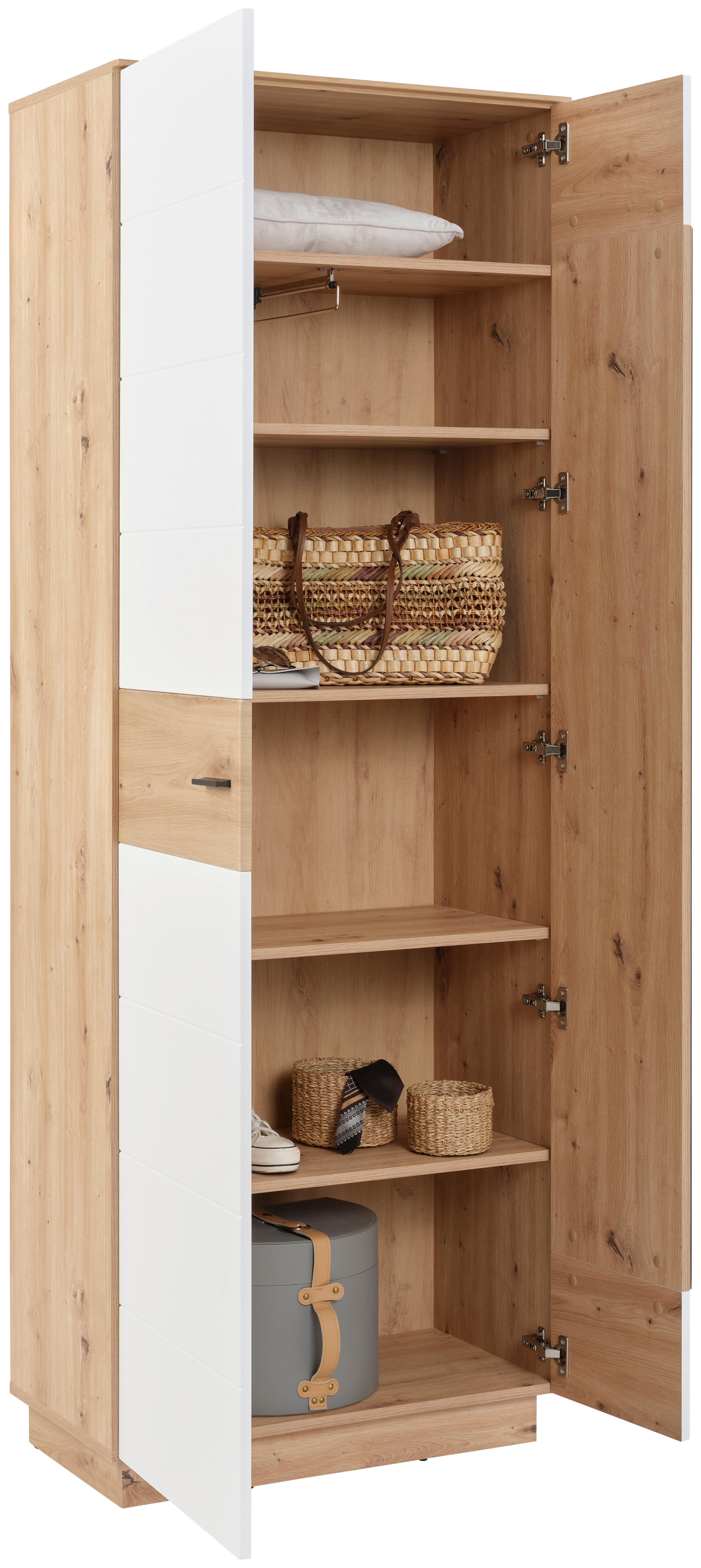 Garderobenschrank Tonale 75 cm Artisan Eiche Dekor/Alpinweiss - Weiß/Eiche Artisan, KONVENTIONELL, Glas/Holzwerkstoff (75/207,4/40cm)