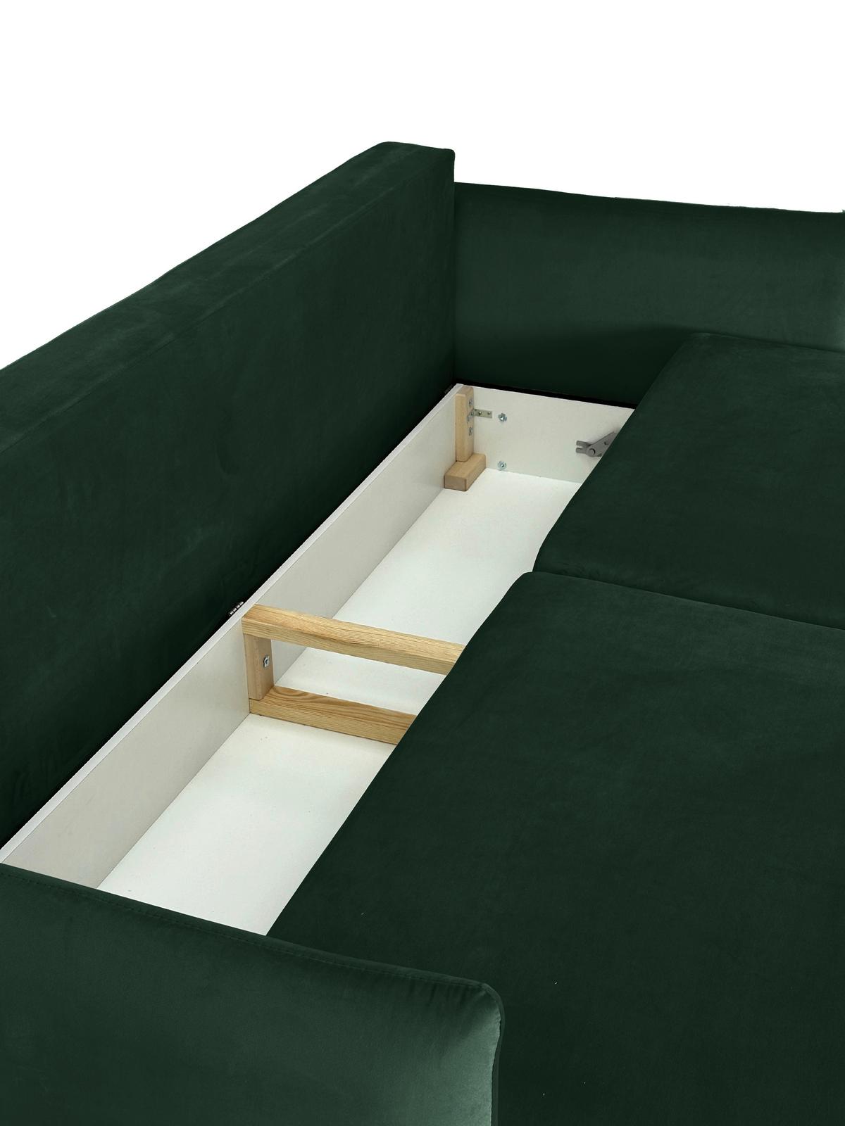 Schlafsofa Mit Bettkasten Orlando Grün B: 220 Cm - Schwarz/Grün, Design, Textil (220/96/102cm) - MID.YOU