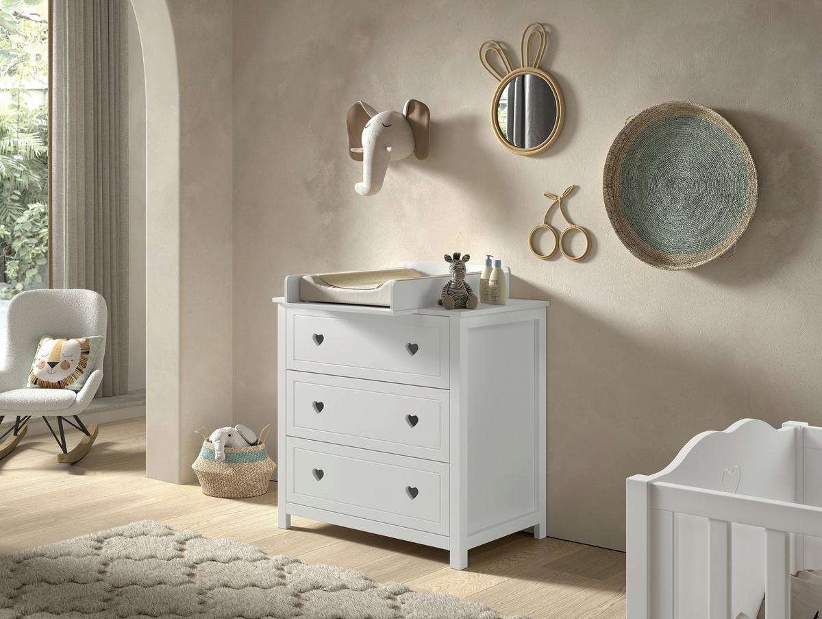 WICKELAUFSATZ Amori Weiß B: 53cm - Weiß, MODERN, Holz (53/14/72,6cm) - Vipack