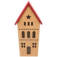 Dekorační dům LED/teplá bílá - přírodní barvy/červená, Konvenční, kompozitní dřevo (10,5/25/6cm) - Mömax