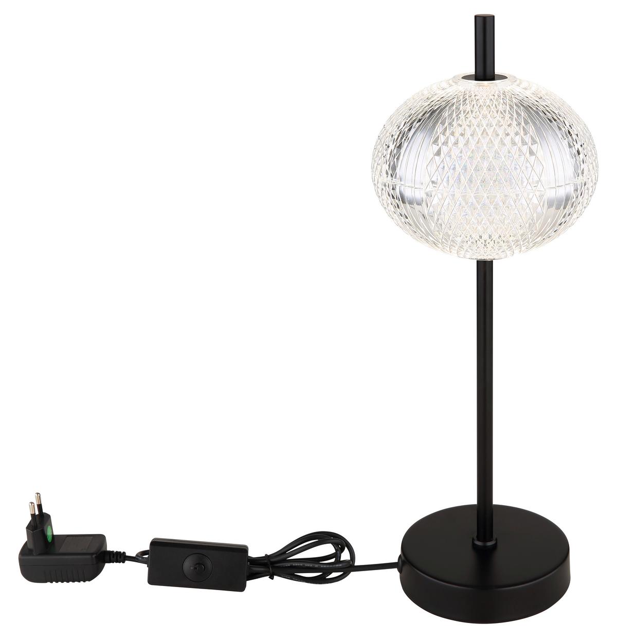 LED-Tischleuchte 16042t - Klar/Schwarz, KONVENTIONELL, Kunststoff/Metall (15/40cm) - Globo