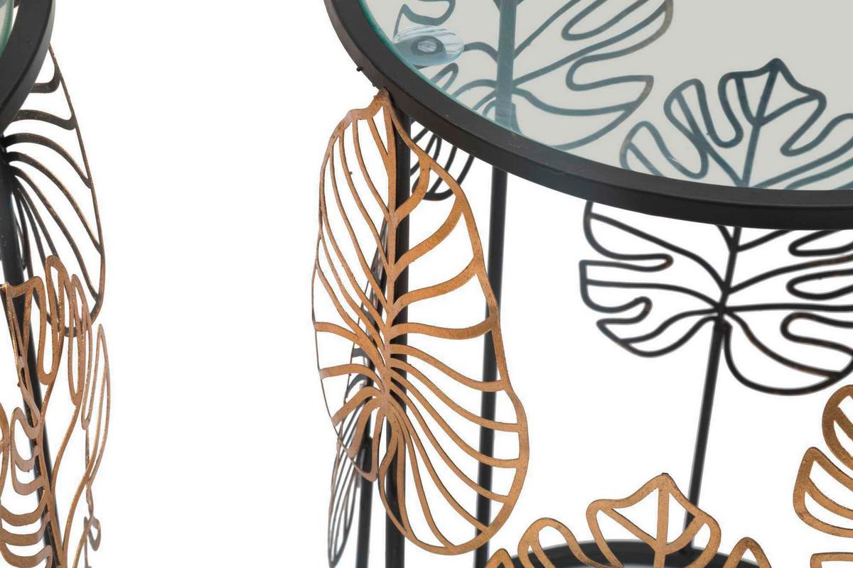 Couchtisch Foglie Glam Coppia Goldfarben, Schwarz B: 38 Cm - Goldfarben/Schwarz, Basics, Glas/Metall (38/55/38cm)