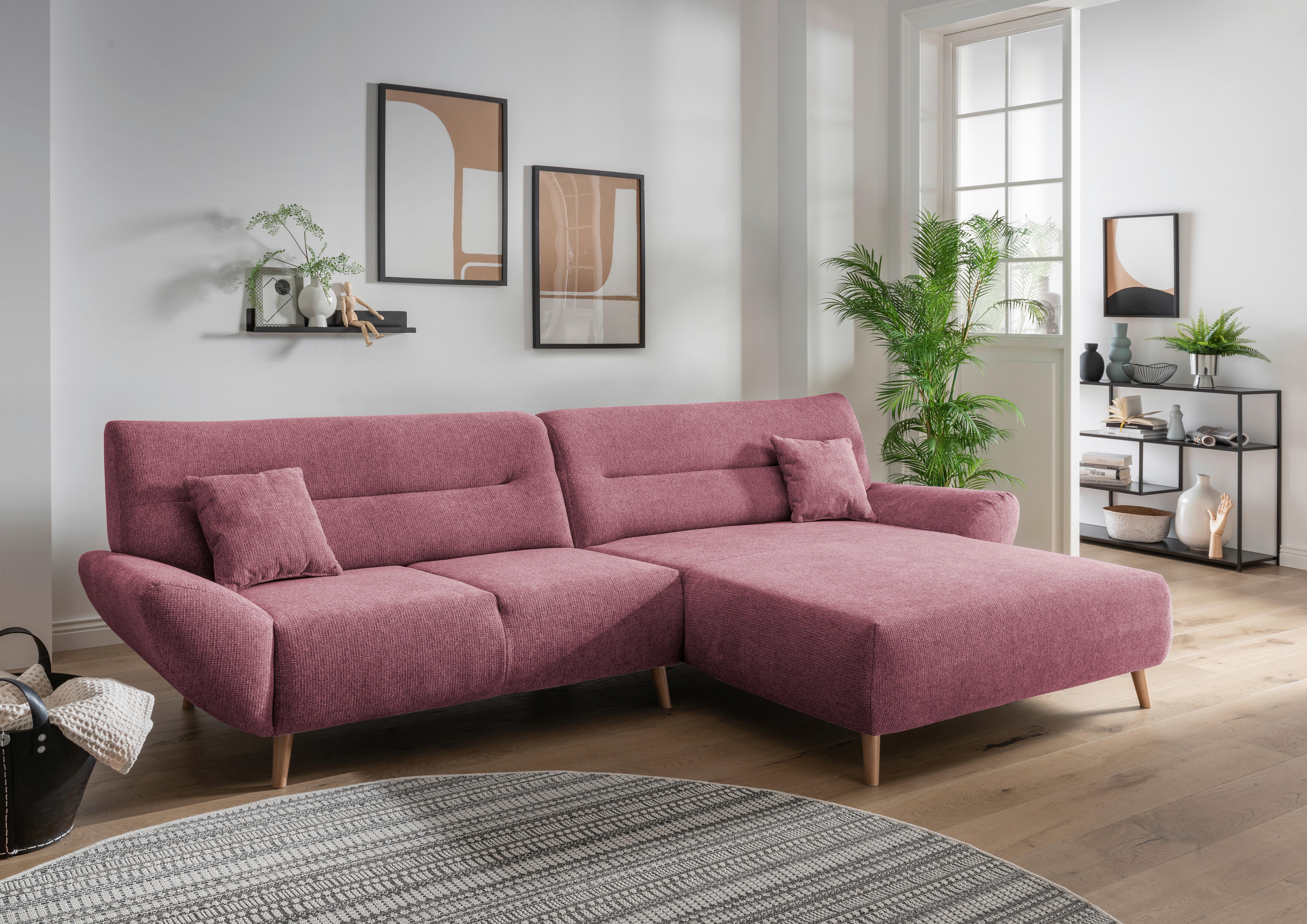 Ecksofa Drago Brombeere S: 290/166 cm - Wildeiche/Brombeere, MODERN, Holz/Textil (290/166cm) - MID.YOU