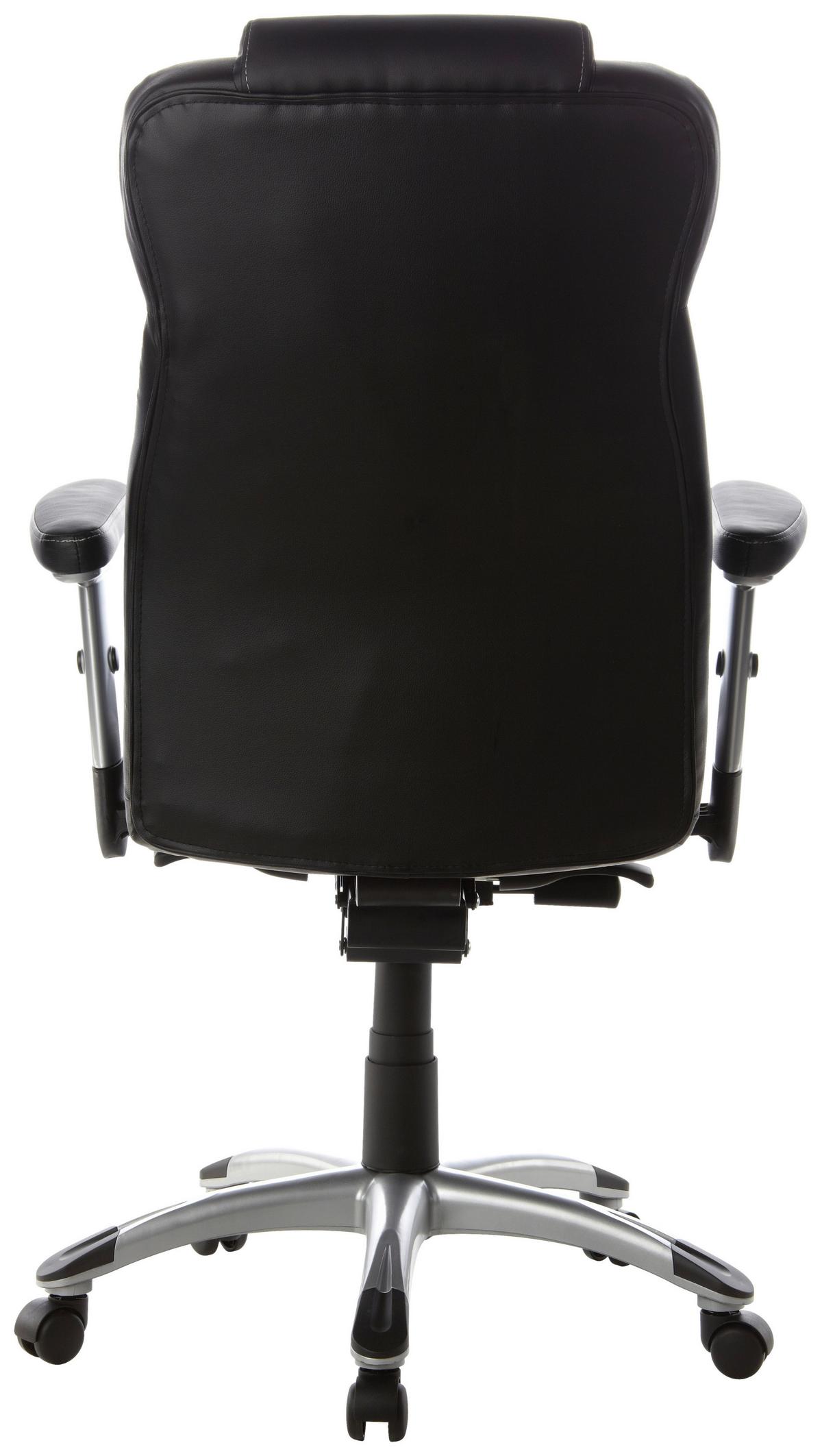 Chefsessel Embassy 200 Schwarz - Silberfarben/Schwarz, MODERN, Leder/Kunststoff (63/131/53cm) - MID.YOU