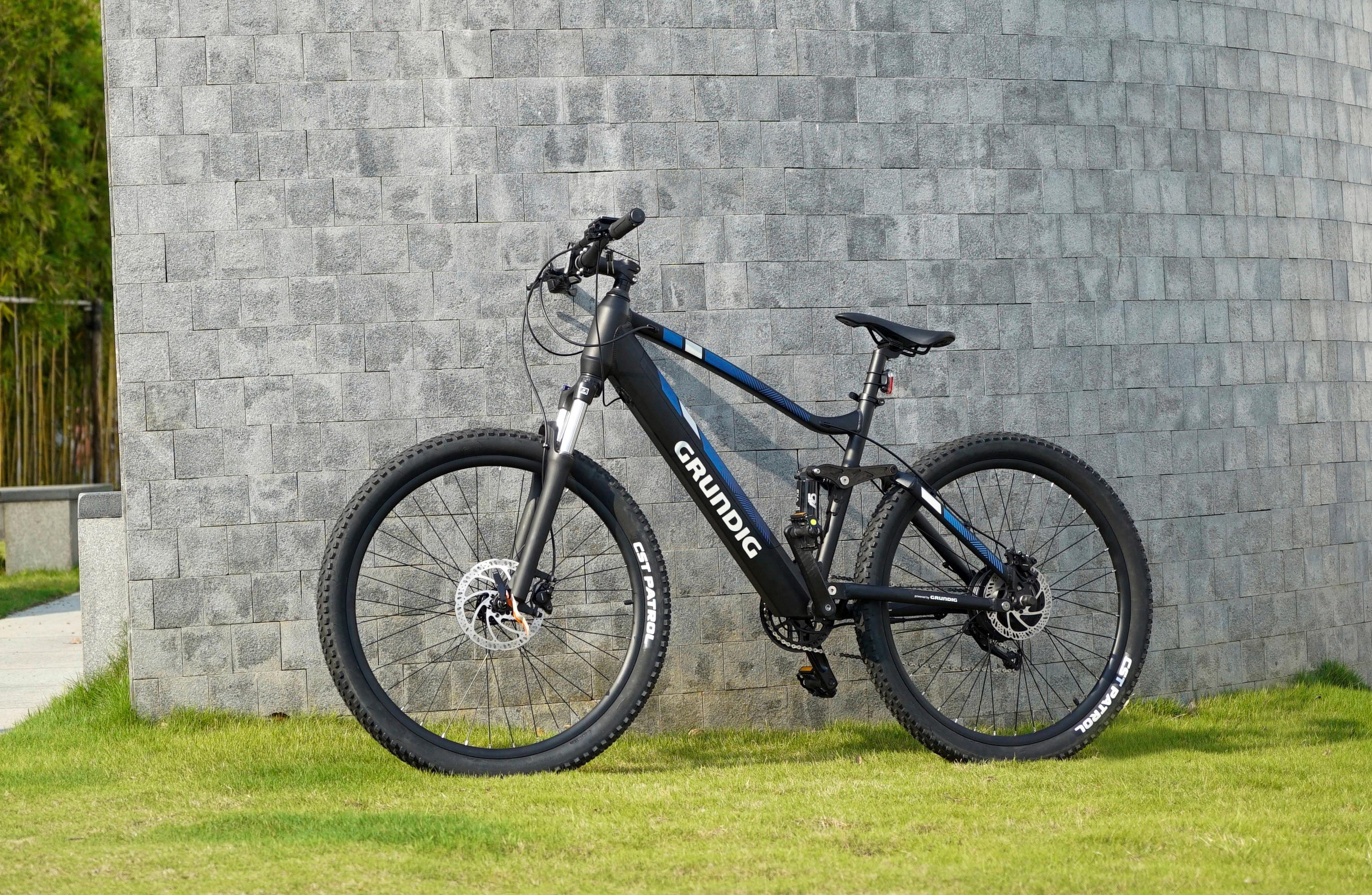 E-Bike Mountainbike Grundig E-Mtb 27,5 Zoll, 100 km - Blau/Schwarz, KONVENTIONELL, Kunststoff/Metall (185,4/68/104,5cm) - Grundig