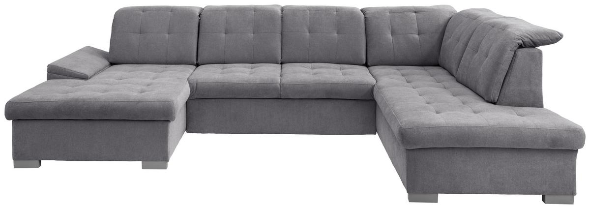 Wohnlandschaft Zira Dunkelgrau U: 169x330x212cm - Chromfarben/Dunkelgrau, MODERN, Textil (169/330/212cm) - Livetastic