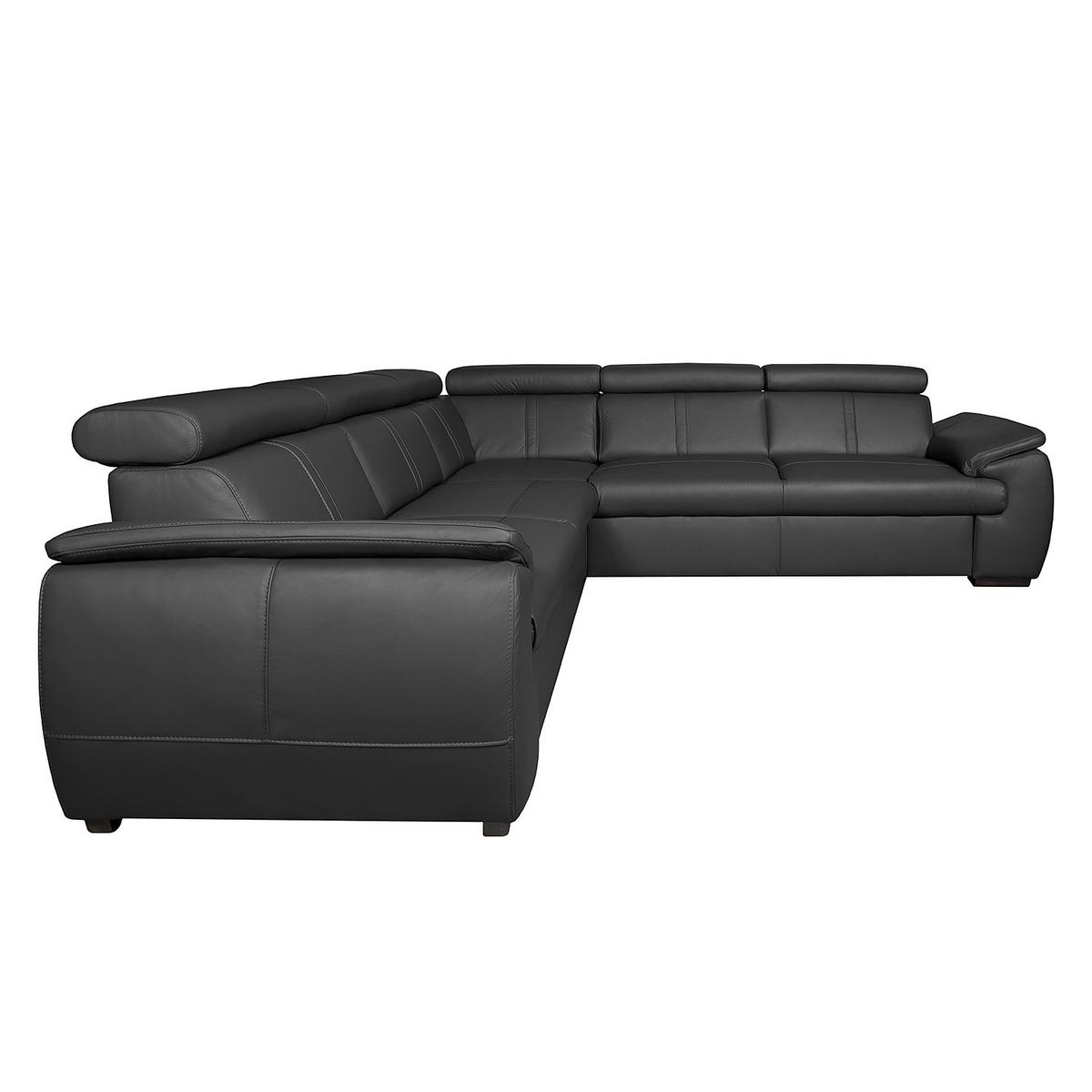 Ecksofa City Schwarz B: 265x265 cm - Wengefarben/Schwarz, Design, Leder (265/265cm) - Livetastic