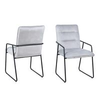 Armlehnstuhl-set Samt Hellgrau, B: 52cm - Hellgrau/Schwarz, Design, Textil/Metall (52/88/66cm) - Livetastic