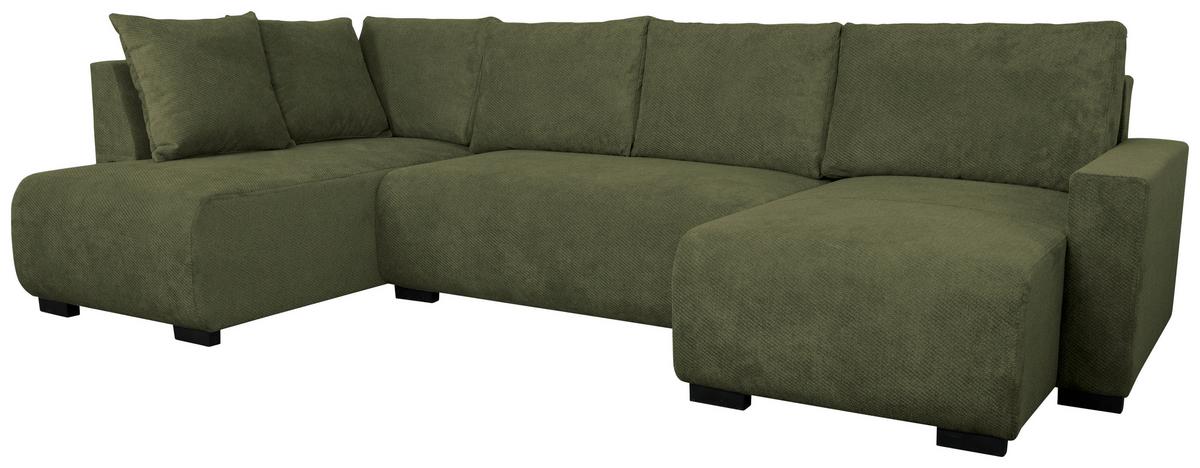 Wohnlandschaft Veronice Olivgrün B: 313 cm - Blau/Schwarz, Trend, Textil (171/313/141cm)