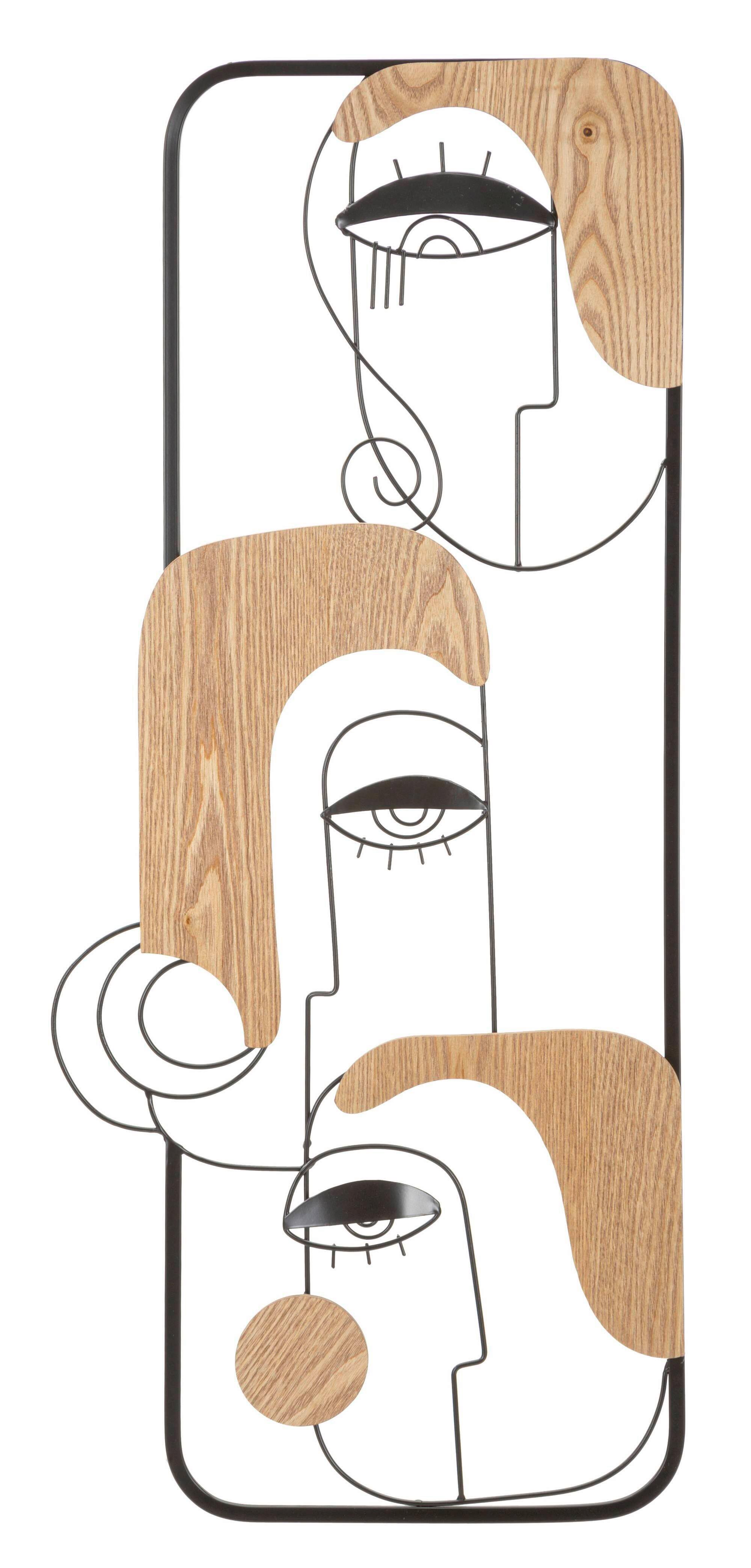 Wanddeko Picassy Naturfarben, Schwarz B: 38 cm - Schwarz/Naturfarben, Basics, Holzwerkstoff/Metall (38/89.5/2cm)