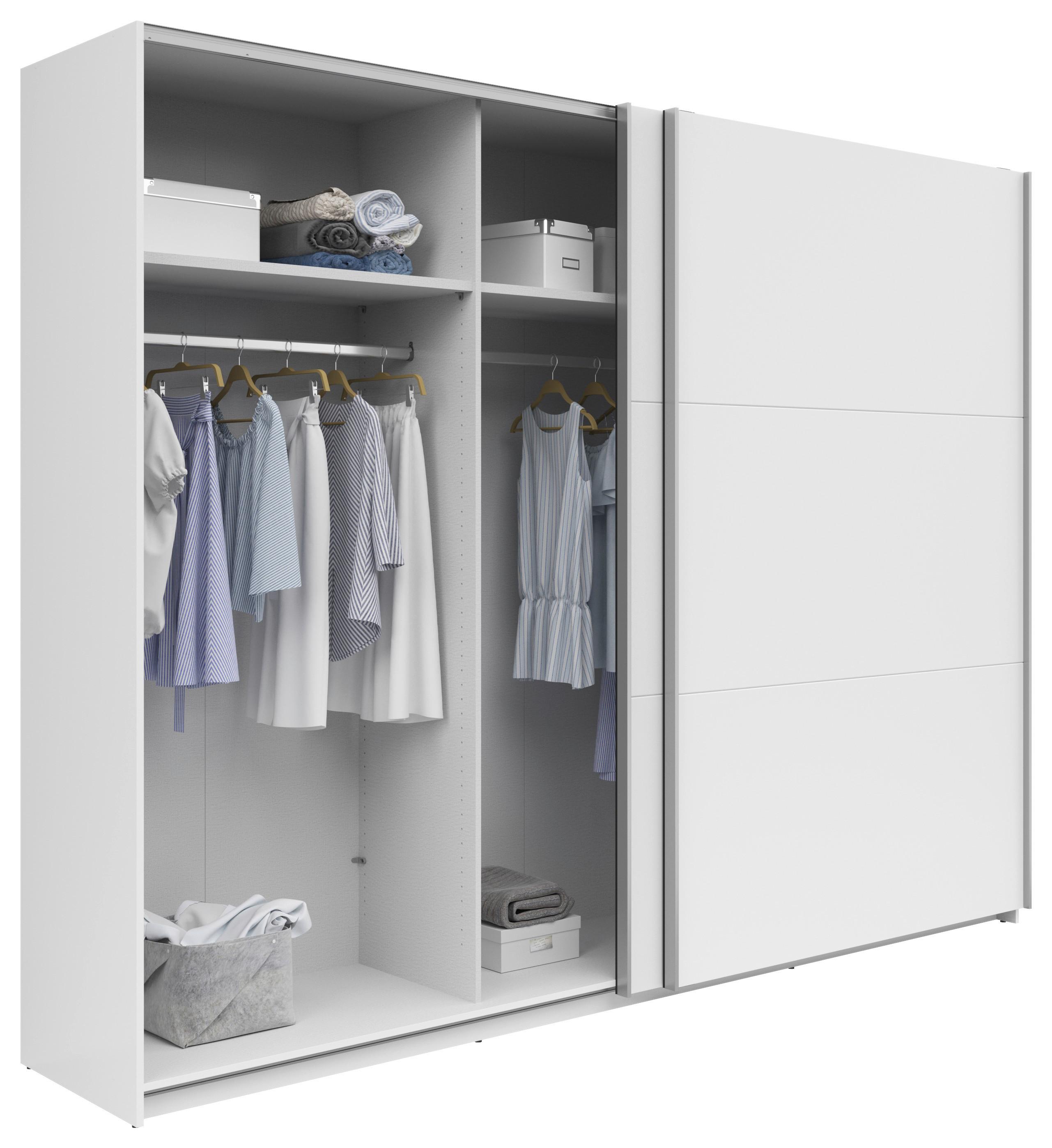 Schwebetürenschrank B: 270 cm Weiß - Weiß, KONVENTIONELL, Holzwerkstoff (270/210/59cm)