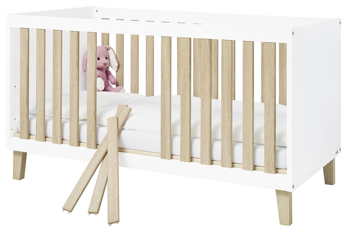 BABYZIMMER Weiss, Eichefarben - Eichefarben/Weiß, Design, Holzwerkstoff (145/77/84cm) - Pinolino