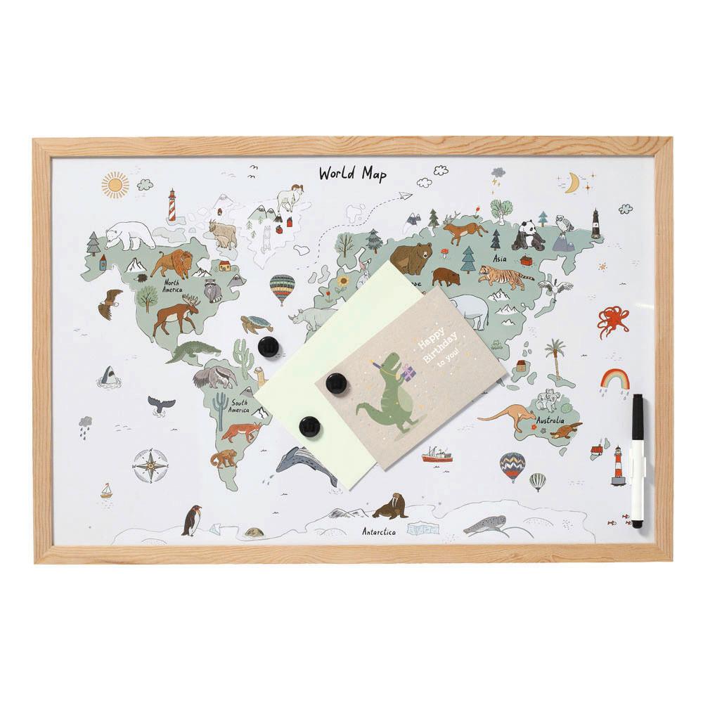 Magnet/Schreibtafel 'Weltkarte 60x40 cm - Basics, Holz (60/40/1,5cm)