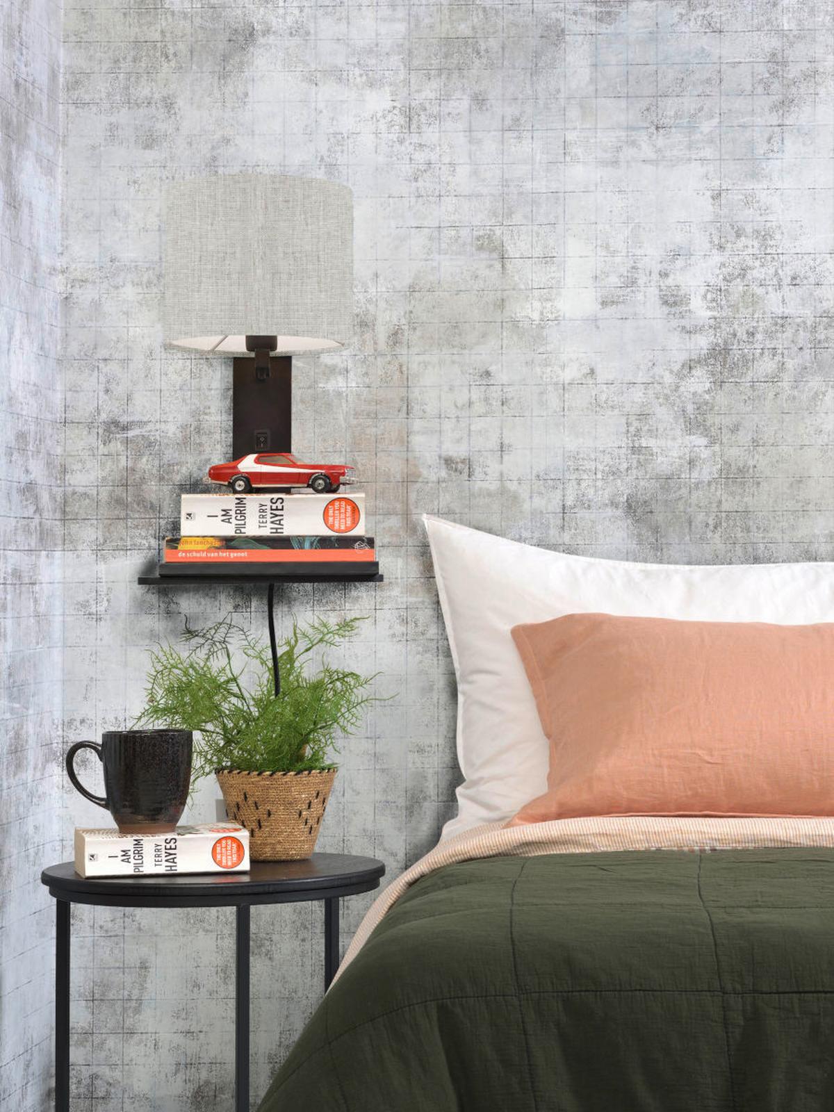 Wandleuchte Andes/w1/b/1815/ll - Schwarz, Trend, Holz/Textil (19/24/36cm) - Good & Mojo