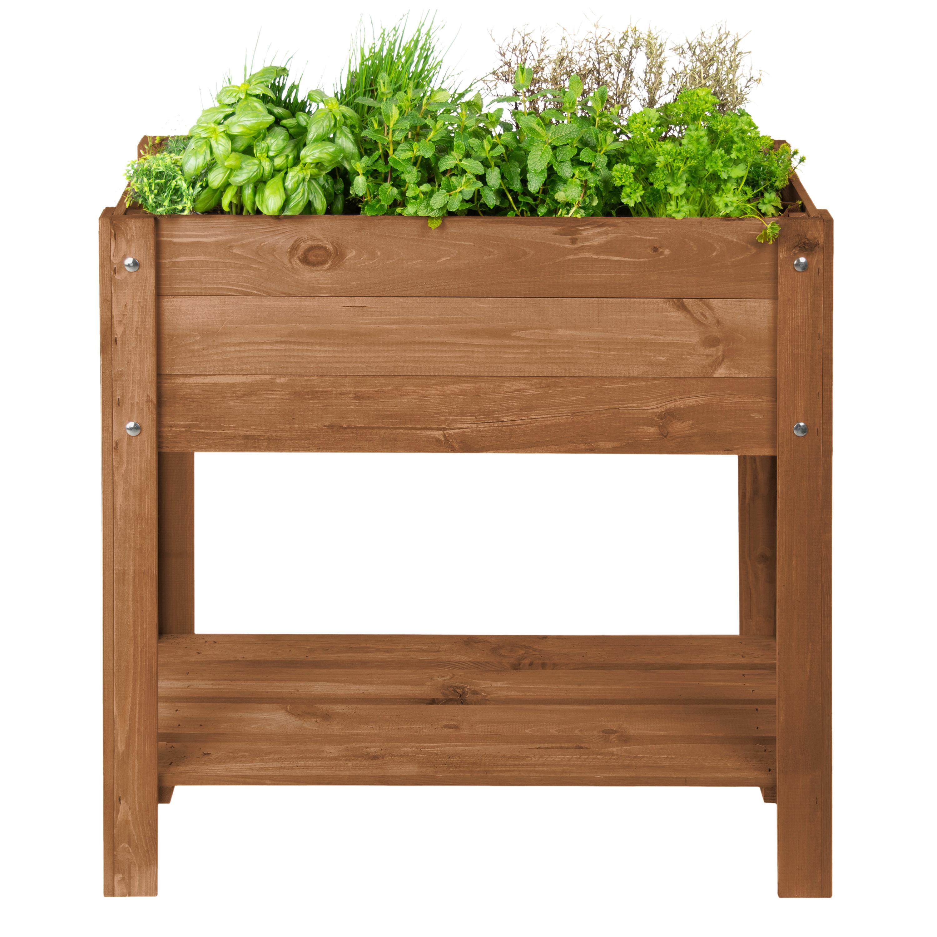 Hochbeet Echtholz Kiefer Mit Ablage 80,5x78,5x40 Cm Braun - Dunkelbraun, Basics, Holz (80,5/78,5/40cm)