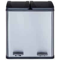 Nášľapný kôš Trash, 20l + 20l - čierna/strieborná, Modern, kov/plast (46,3/37,1/52,6cm) - Mömax