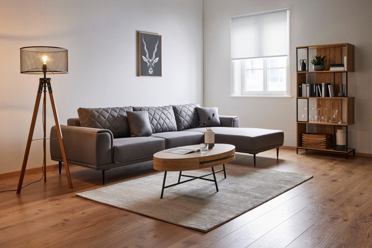 Regál GENY - čierna/farba duba, Modern, kov (80/178/40cm) - Bessagi Home