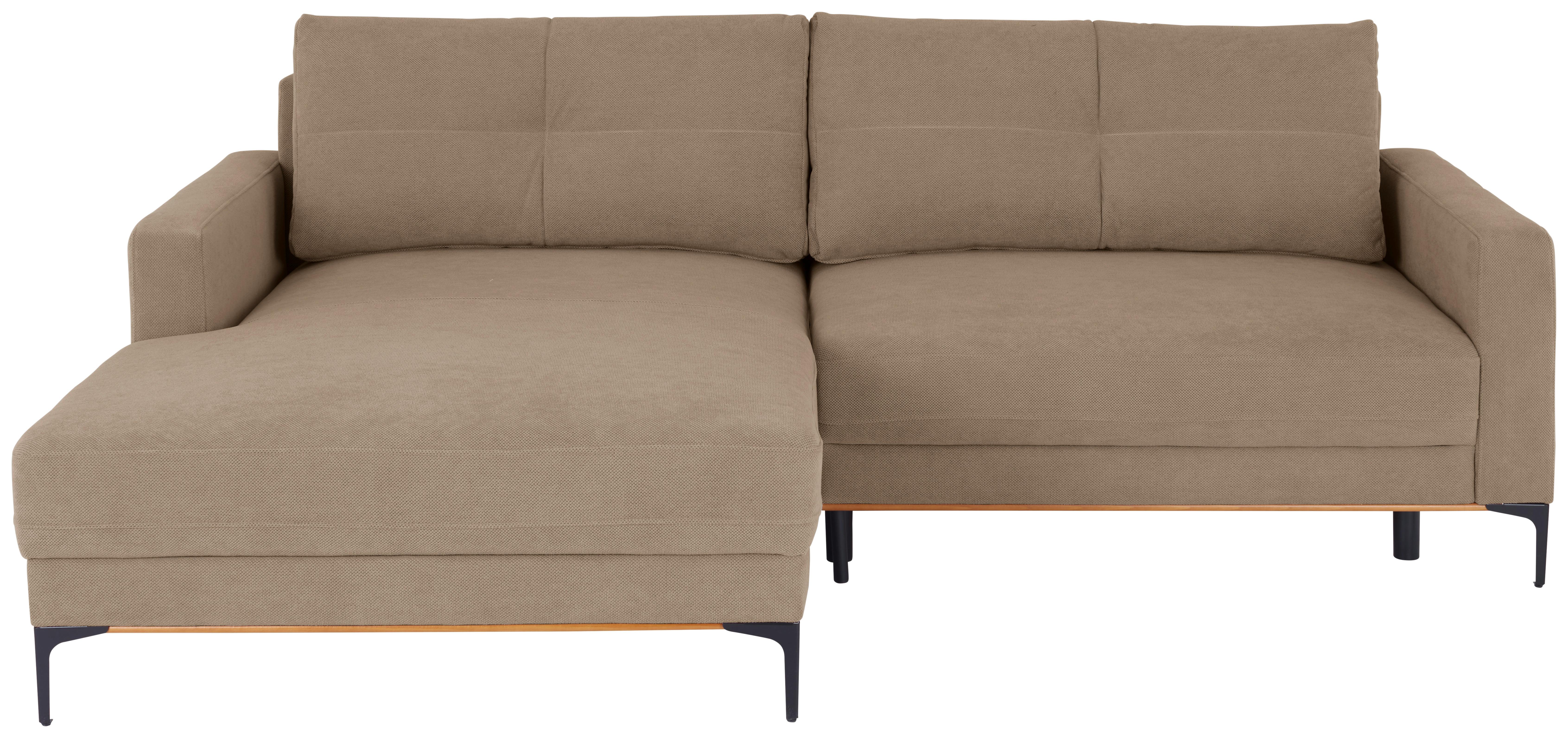 Ecksofa Bergamo - Hellbraun/Schwarz, MODERN, Textil (162/238cm) - Ondega