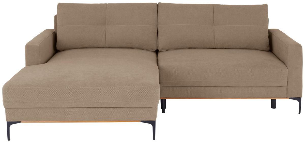Ecksofa Bergamo - Hellbraun/Schwarz, MODERN, Textil (162/238cm) - Ondega
