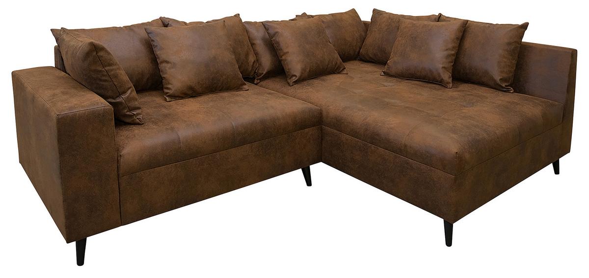 Ecksofa Pruno, Braun S: 247x174 Cm - Schwarz/Braun, Design, Textil (247/174cm) - MID.YOU