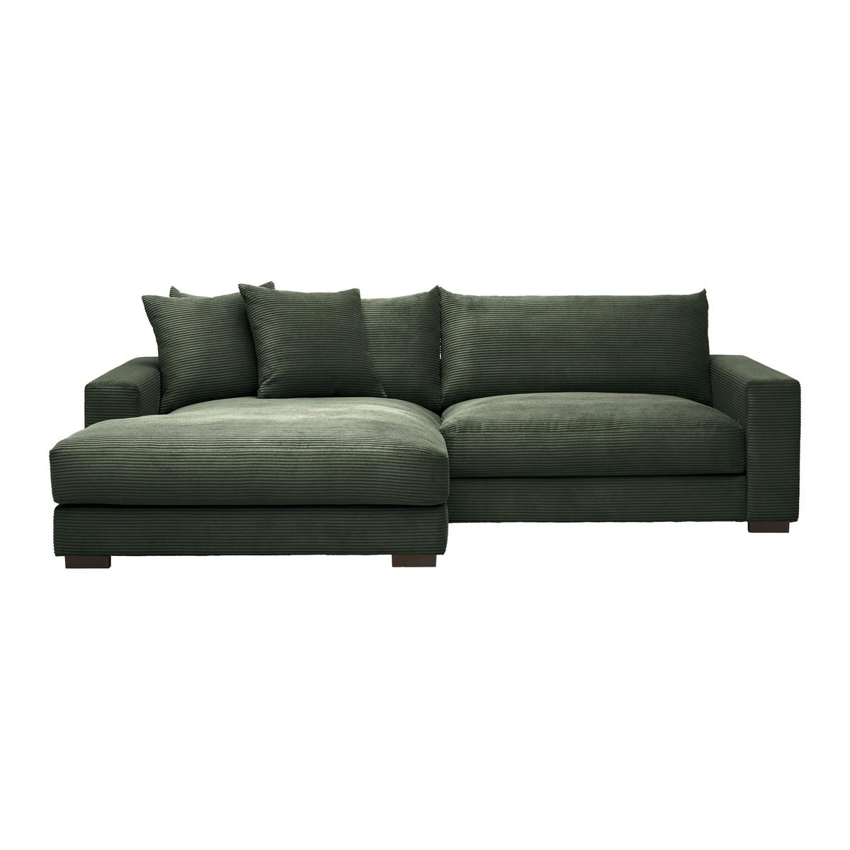 Rohová sedačka PEDRO, levá, tmavě zelený manšestr - tmavě zelená, Moderní, textil (180/265cm) - Mömax