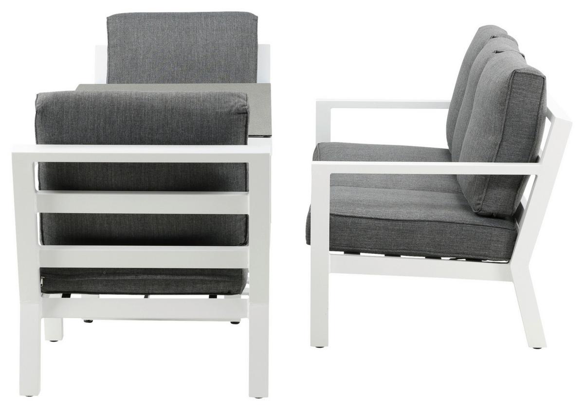 Loungegarnitur 4-tlg Barcelona Metall Mit Kissen - Weiß/Grau, Basics, Textil/Metall - Gardenson