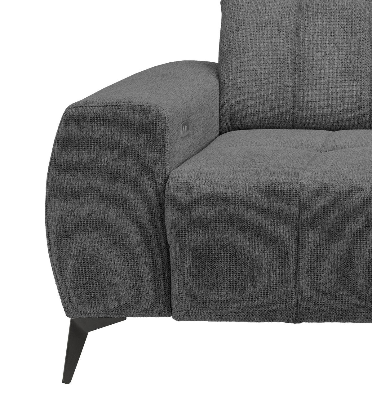 Ecksofa mit USB Anschluss Sano, Anthrazit, S: 261x200 cm - Anthrazit/Schwarz, MODERN, Textil (261/200cm) - Livetastic
