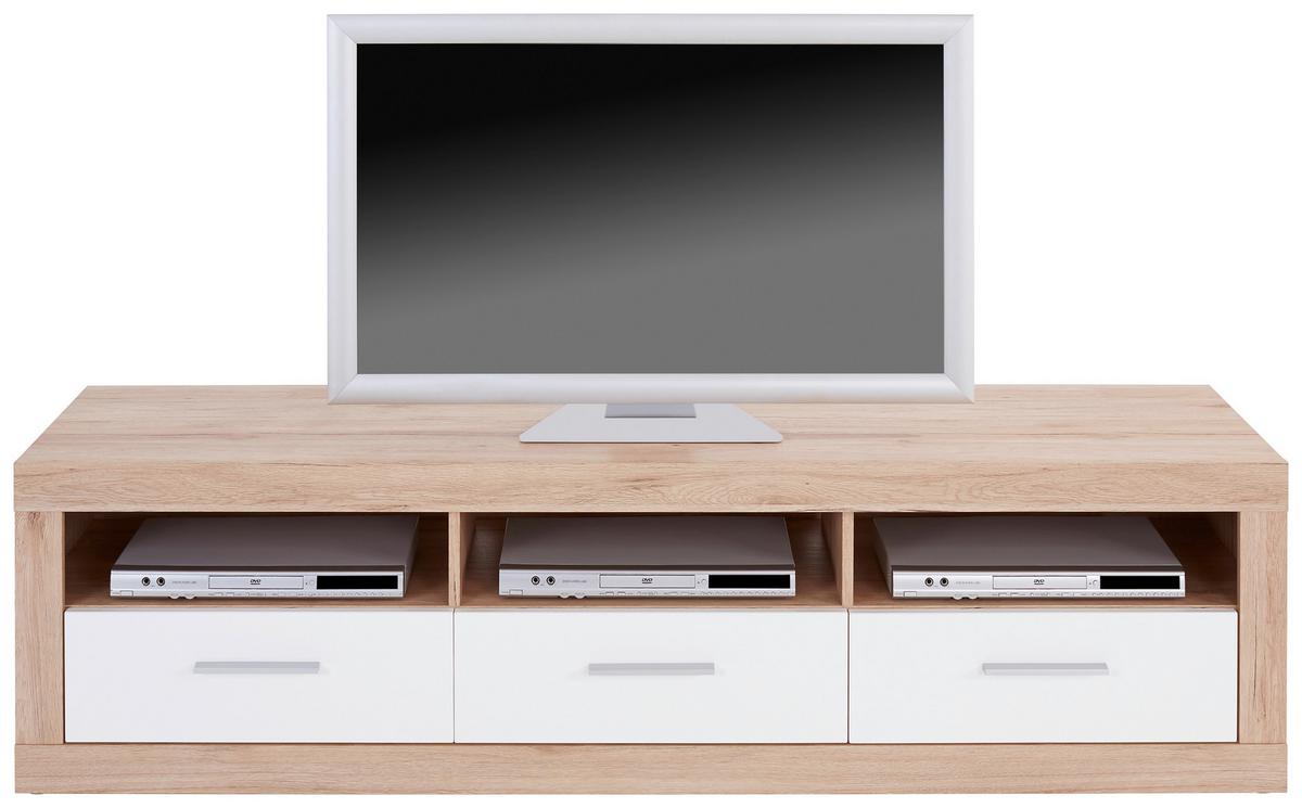 Wohnkombination 5 -teilig. Malta, San Remo Hell/weiß - Eichefarben/Weiß, MODERN, Glas/Holzwerkstoff (329/197/42cm)