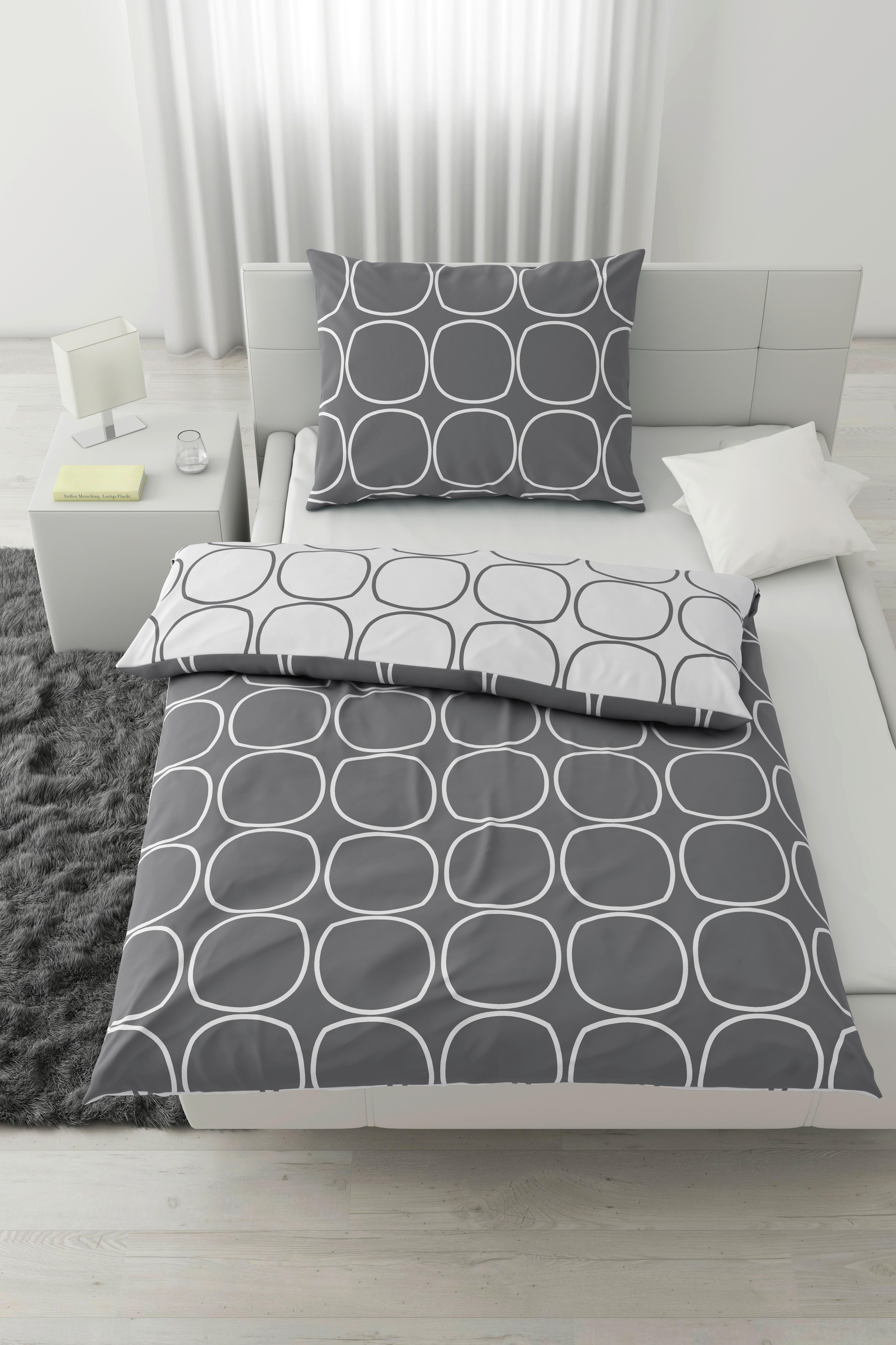 Obojstranná Posteľná Bielizeň Reggie Wende, 140/200cm - sivá/biela, Konvenčný, textil (140/200cm) - Modern Living