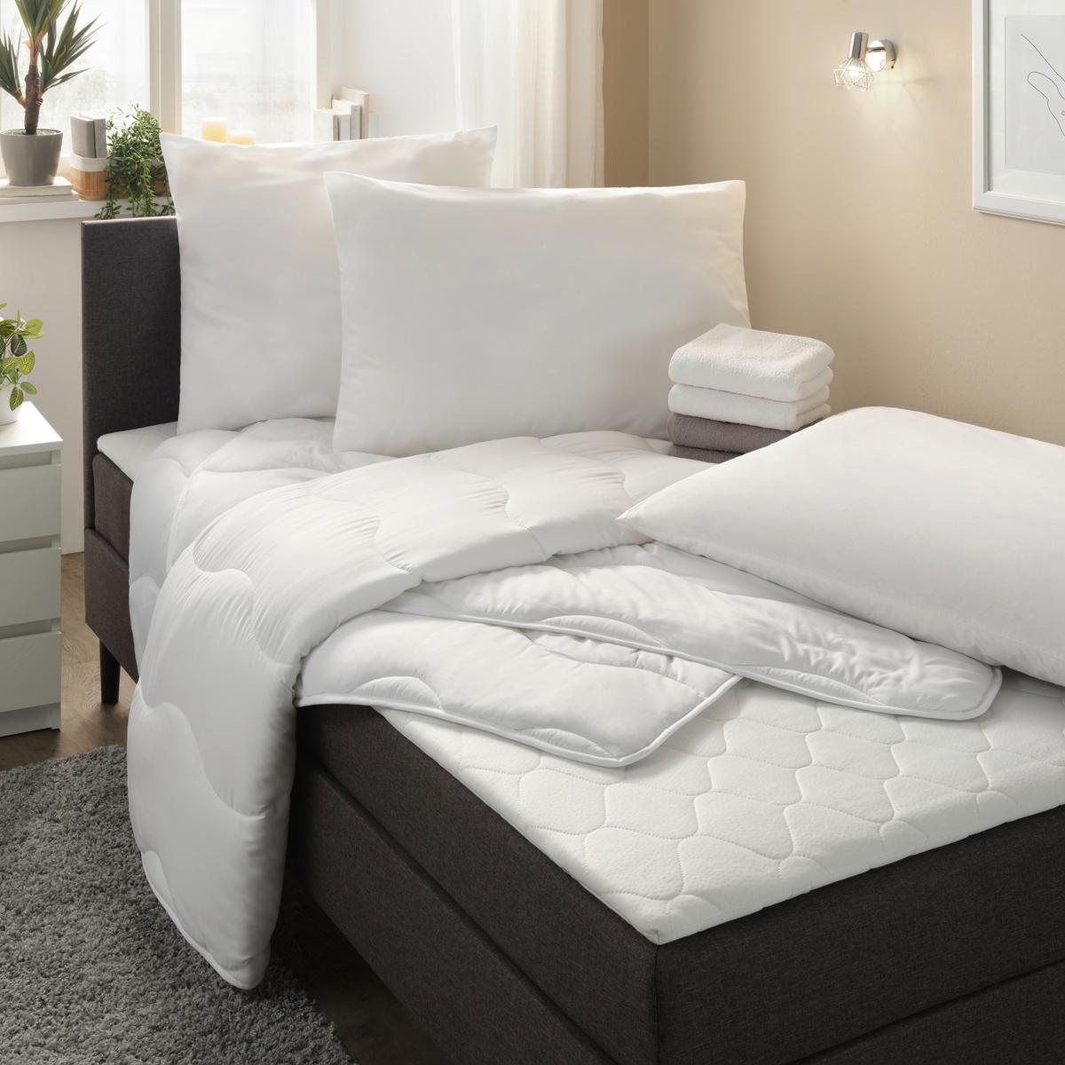 Souprava přikrývky a polštáře Sabine, 70/90 140/200cm - bílá, textil (70/140/90/200cm) - Based